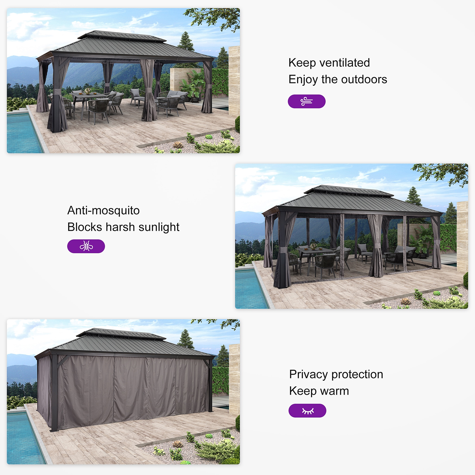 PURPLE LEAF LS04GHTG1220PD4 Wood-Resin-Gazebos - View #5