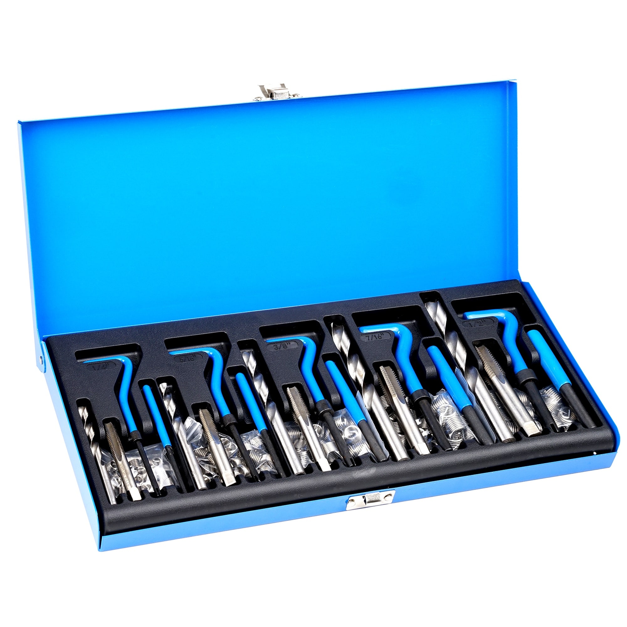 HyperDrop Cart 131-Piece SAE Helicoil Thread Repair Kit - 1/4-in 5/16-in 3/8-in 7/16-in 1/2-in UNC #B-3Y1T6E7H9B1X