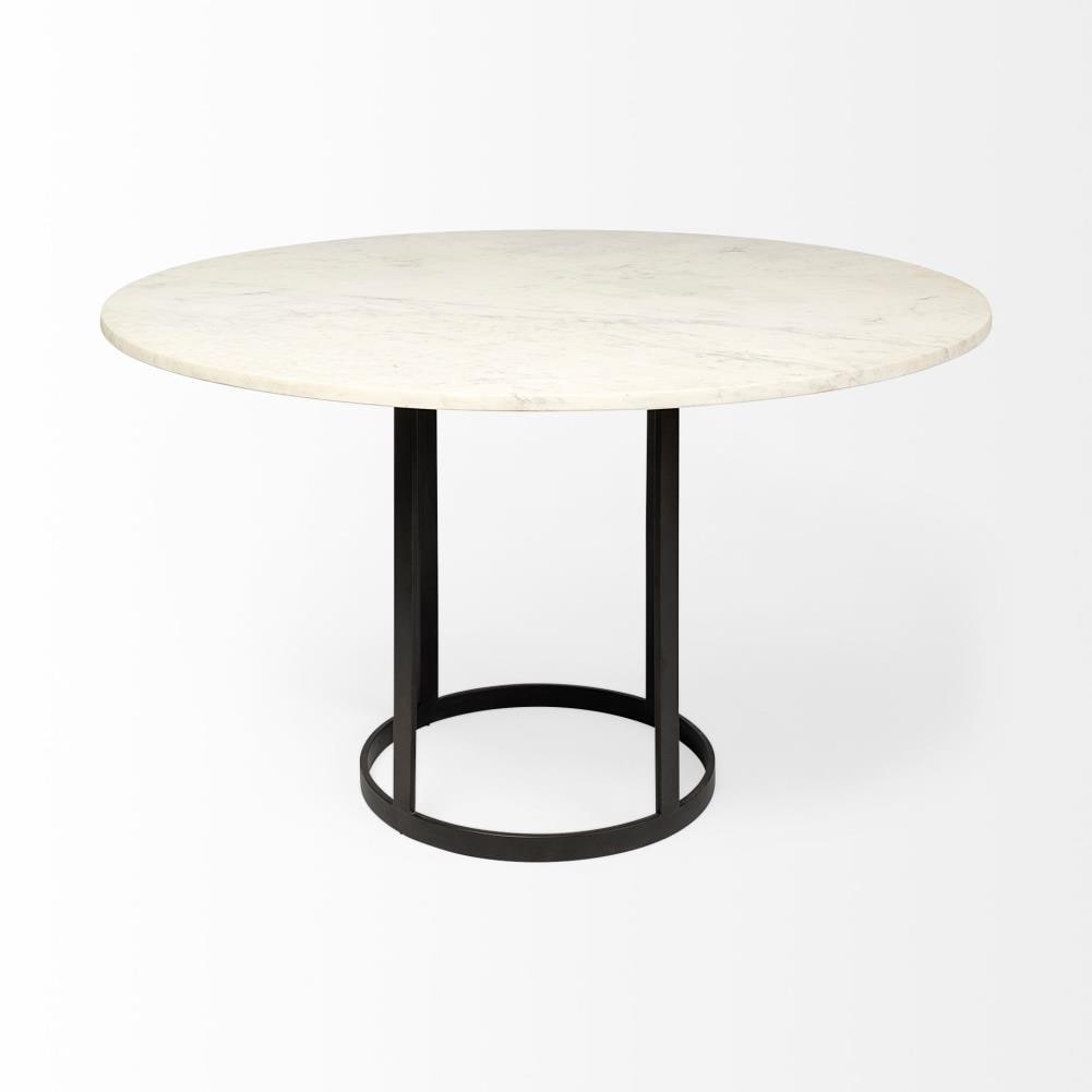 Mercana Tanner White Round Contemporary/Modern Dining Table, Marble ...