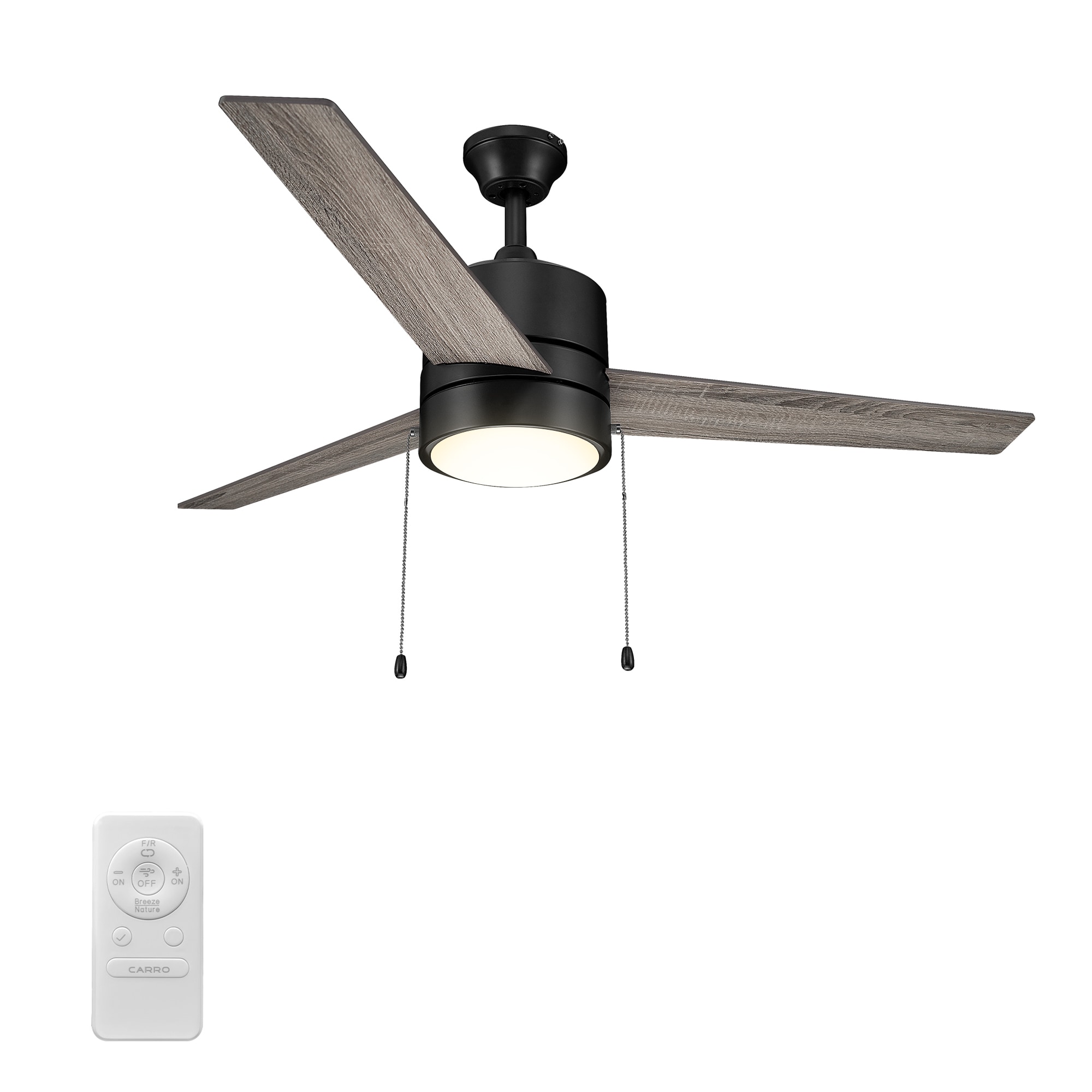 Tesoro 52 inch Ceiling Fan with LED Light and Pull Chain | Wood