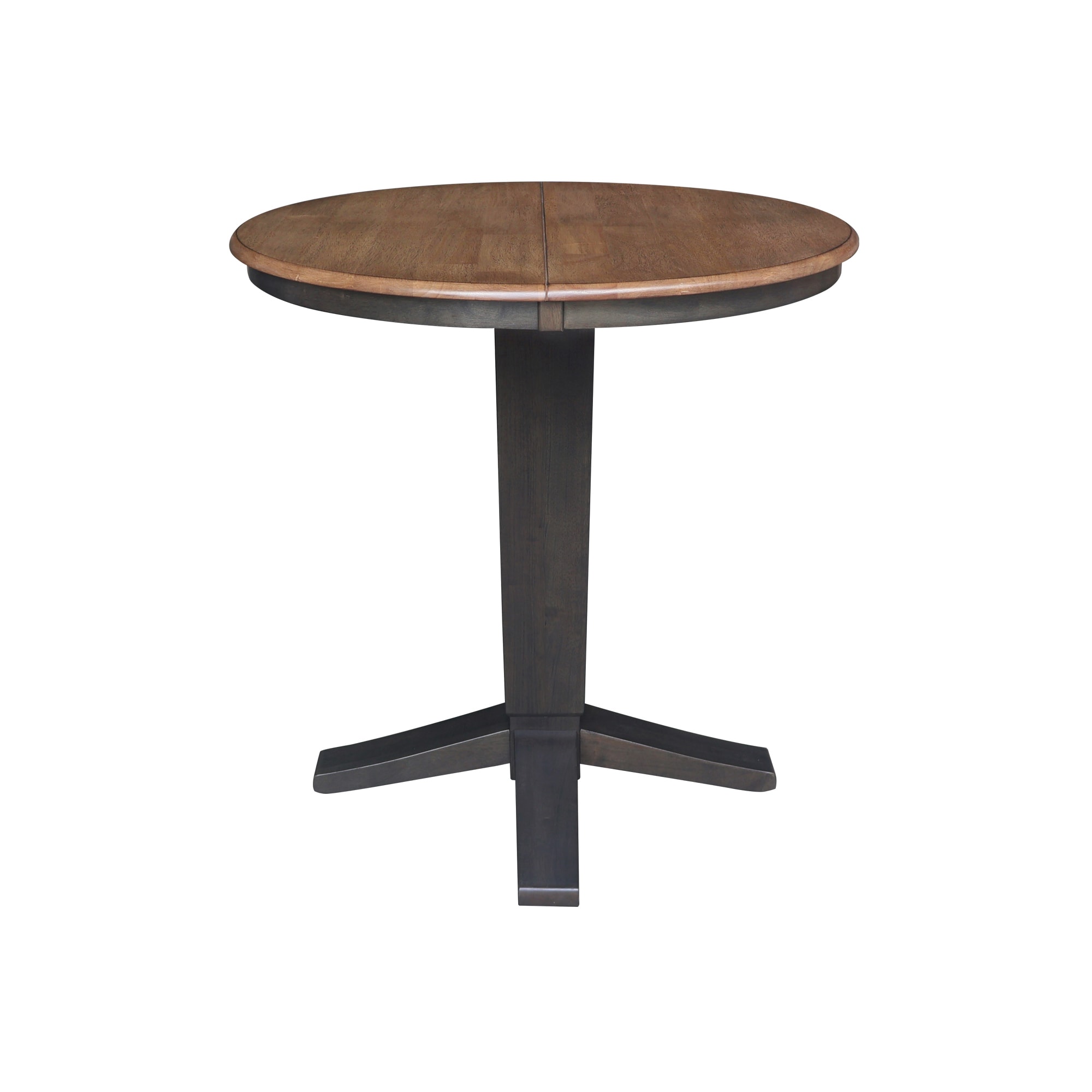 International Concepts K45-36RXT-23B-36 Hickory/Washed Coal Round Traditional Extending Removable leaf Counter Table, Wood with Hickory/Washed Coal Wood Pedestal Base 36-in L x 36.1-in H