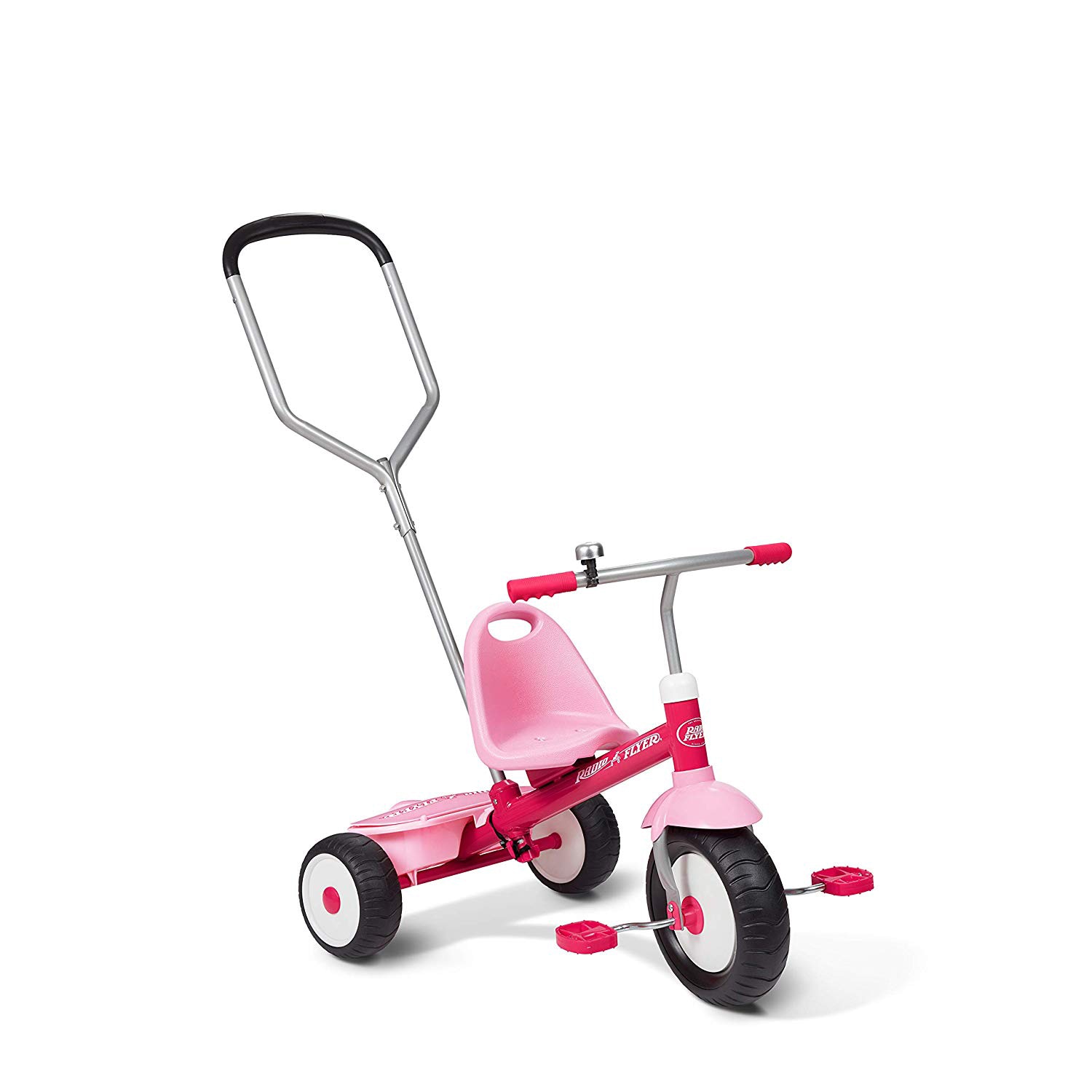 Radio Flyer  Deluxe Steer and Stroll Kids Tricycle Toddler Trike for Age 2-5 Pink
