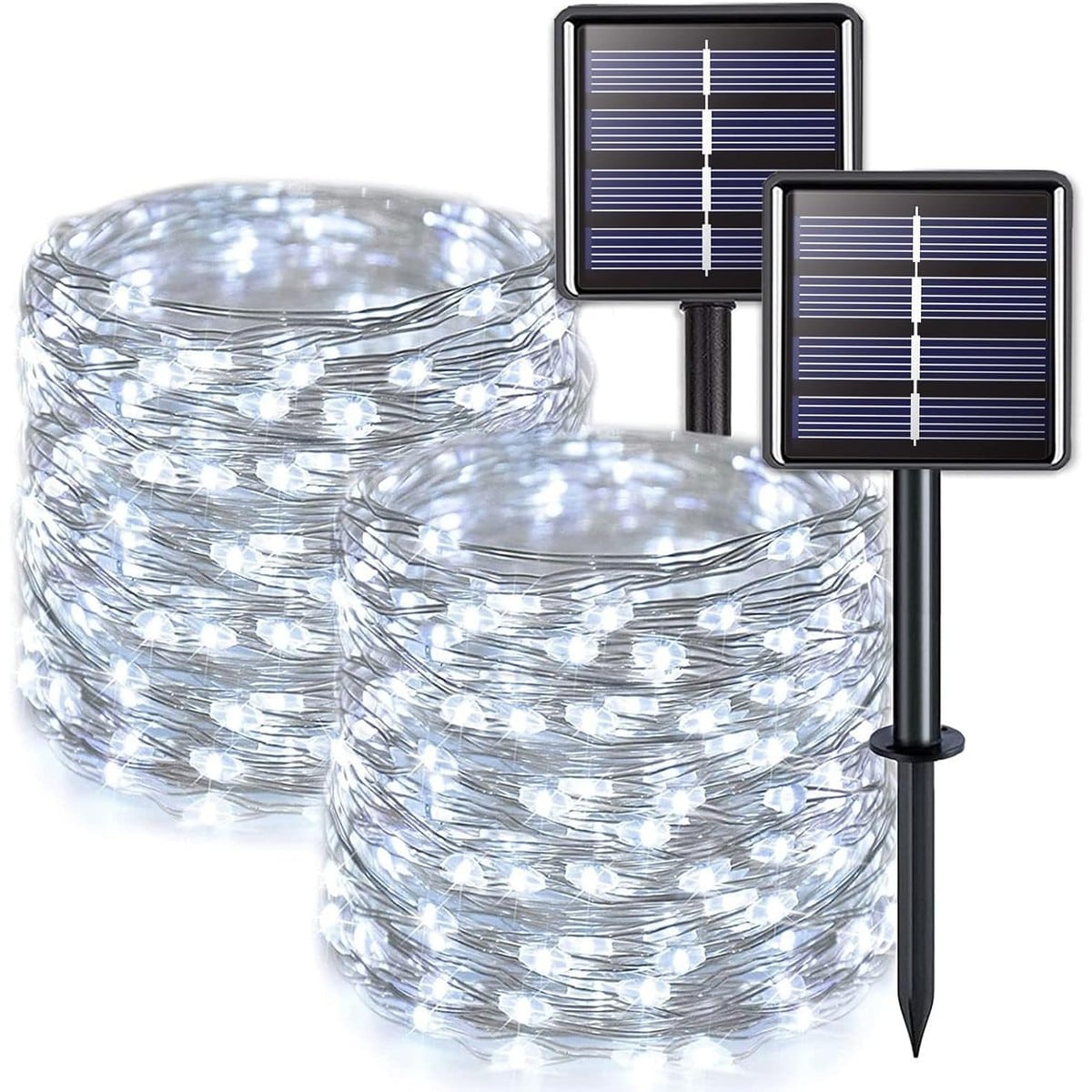 Jokupey  White 200 LED Solar String Lights 66FT Total Length Waterproof Outdoor Fairy Lights with 8 Modes for Garden Patio Yard Christmas Decorations