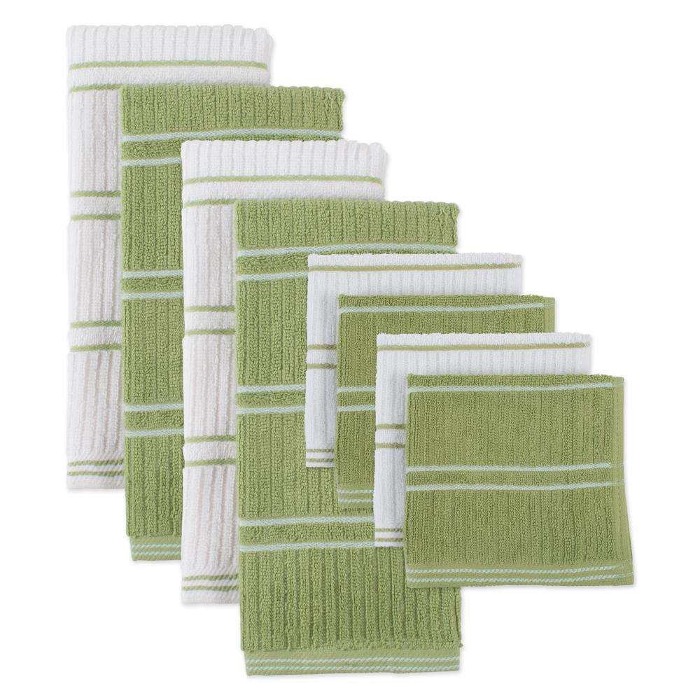 J&M Green Ribbed Terry Dishtowel Dishcloth (Set of 8)