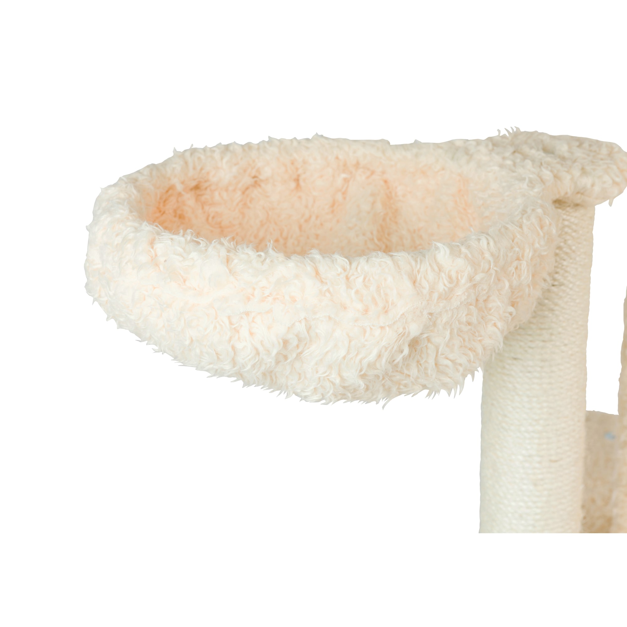 69'' Beige Sisal and Faux Fur Multi-Level Cat Tree