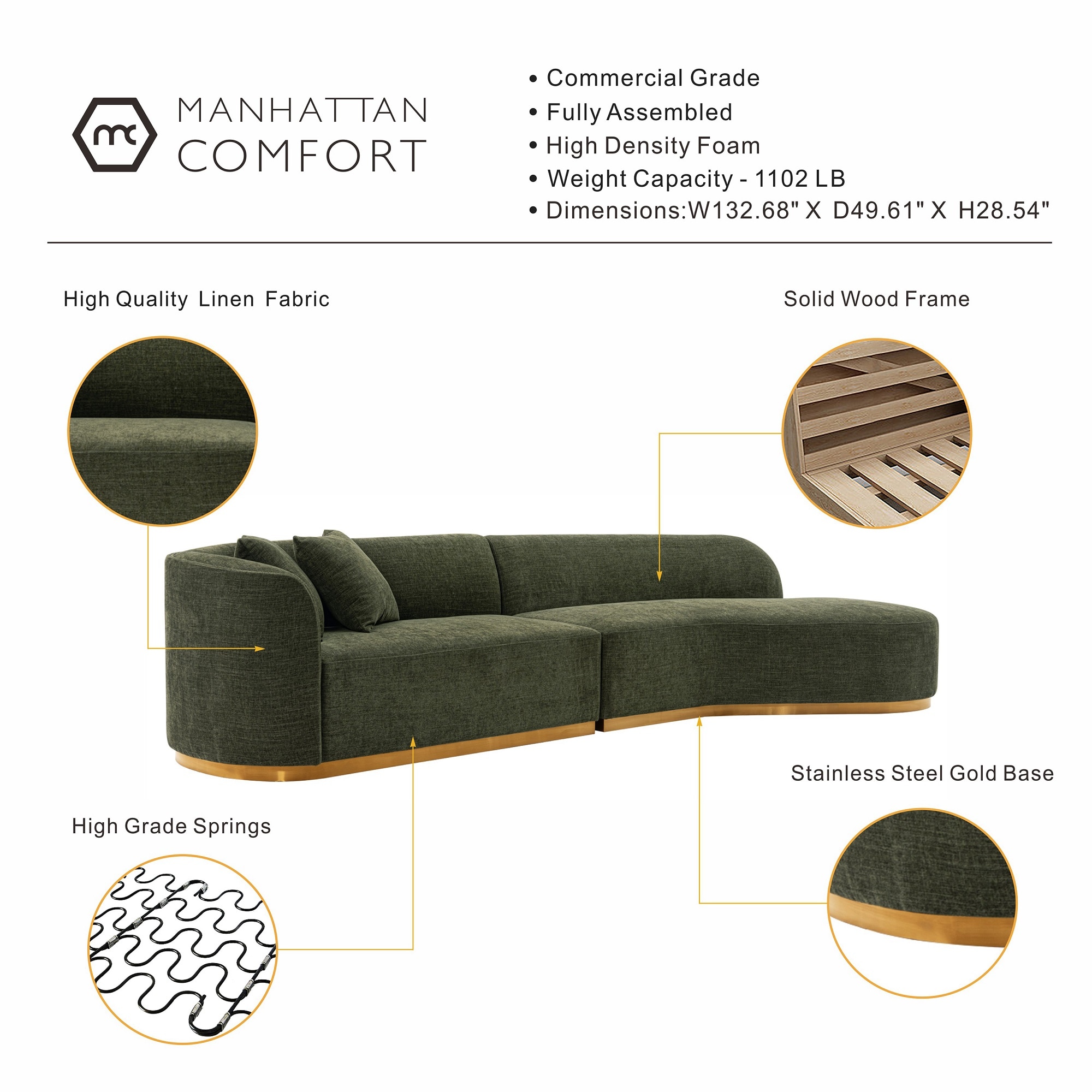 Manhattan Comfort SF012-OG Sofas-Loveseats - View #4