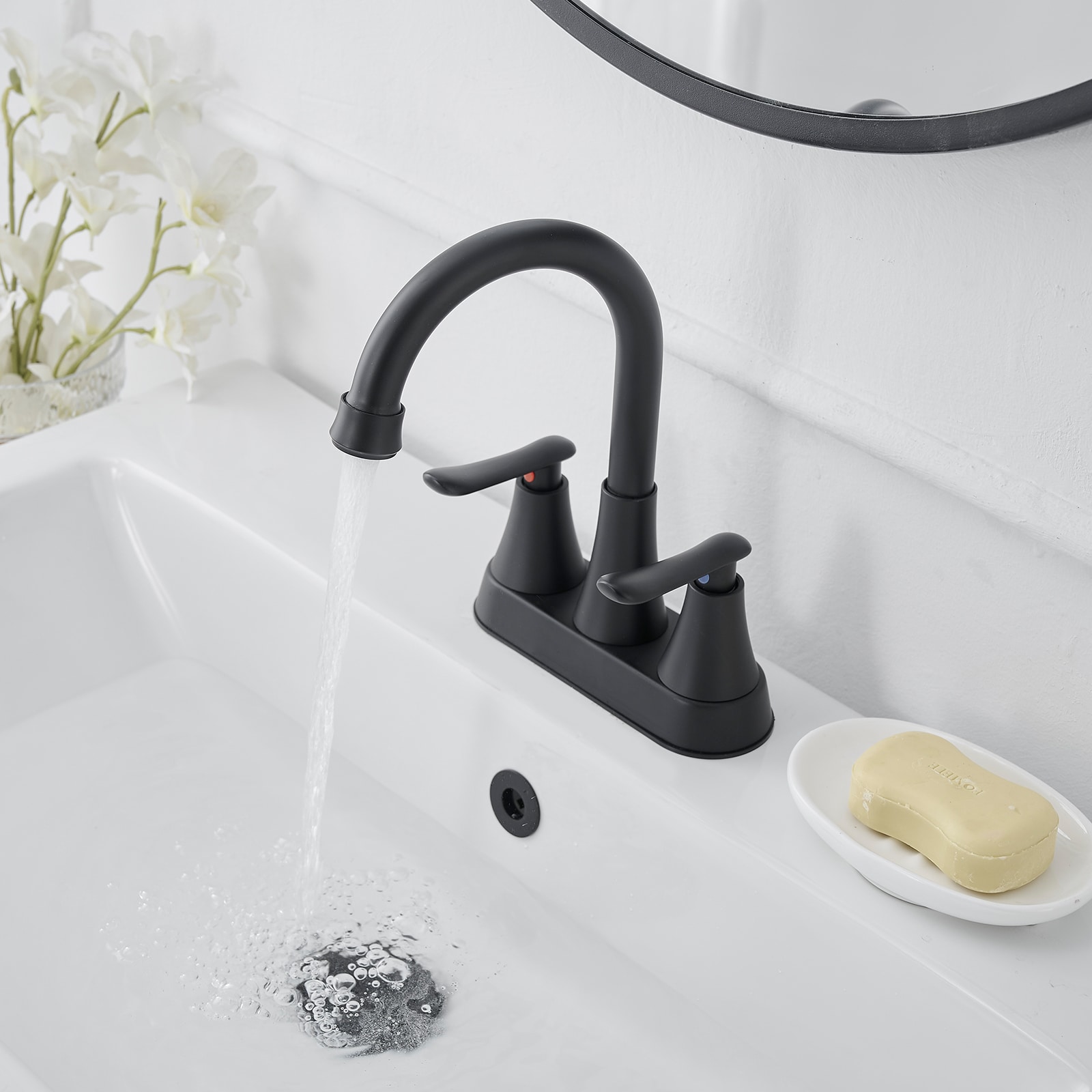 BWE Black Single Hole 1-Handle Bathroom Sink Faucet In The Bathroom ...