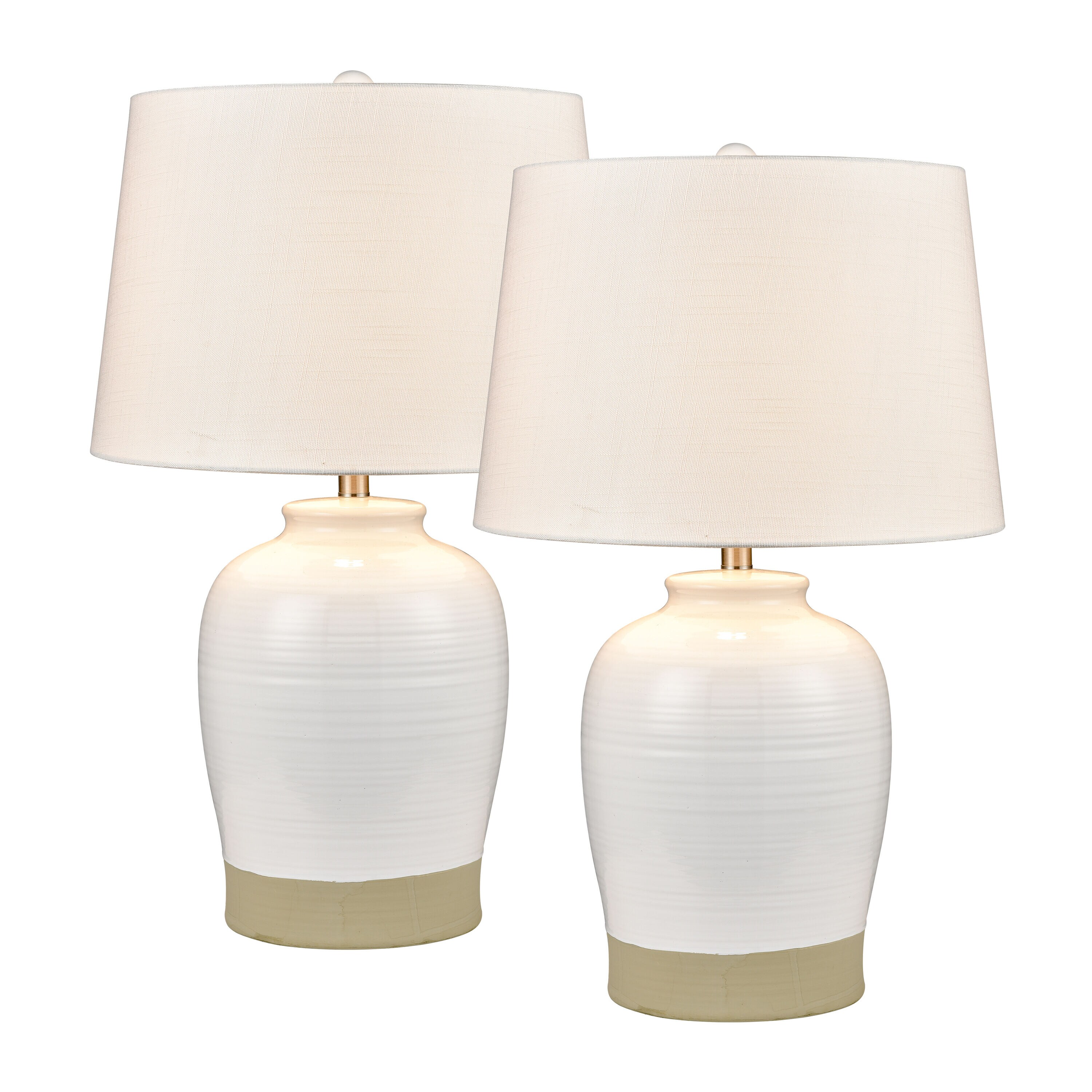 Butte 12-in White 3-way Table Lamp with Fabric Shade | - Westmore by ELK Lighting LW-202331318