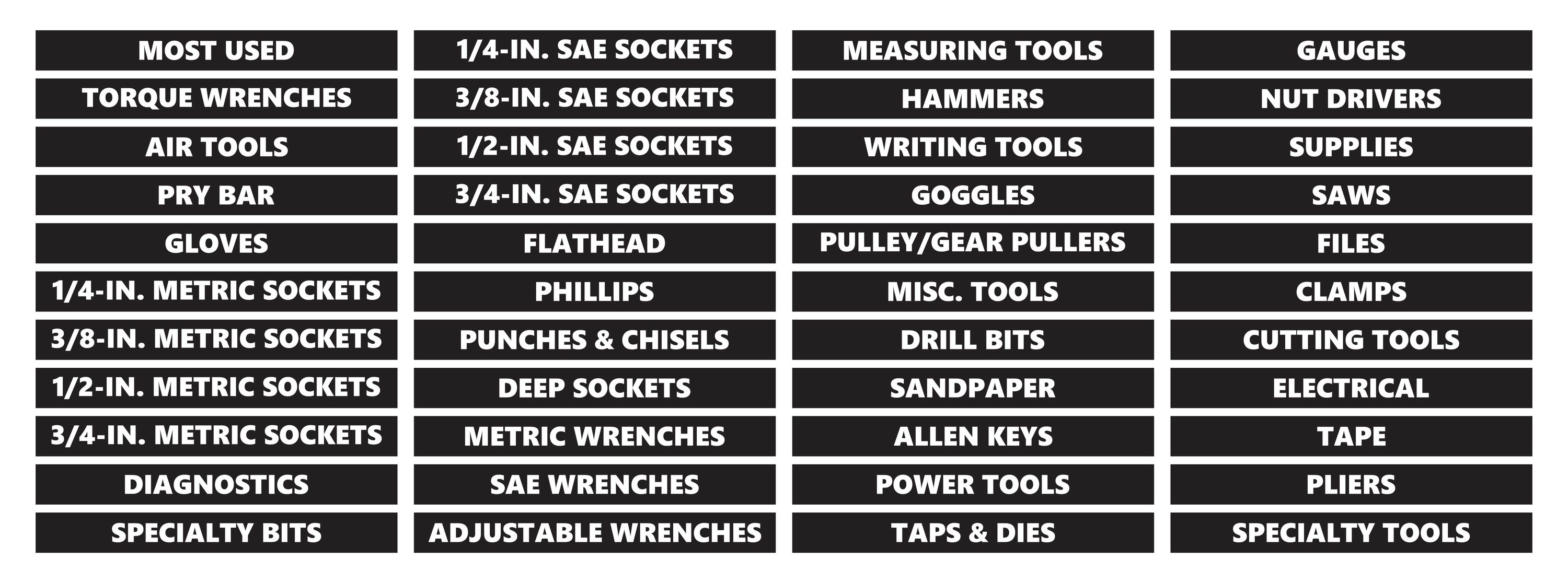 Automotive and Toolbox Organization - Toolbox Labels - Toolbox Sticker  Labels - Page 1 - DCM Solutions