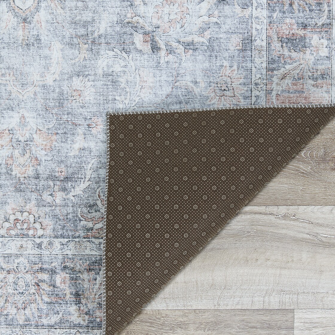 Gray Synthetic Non-slip Rectangular 8' x 10' Area Rug