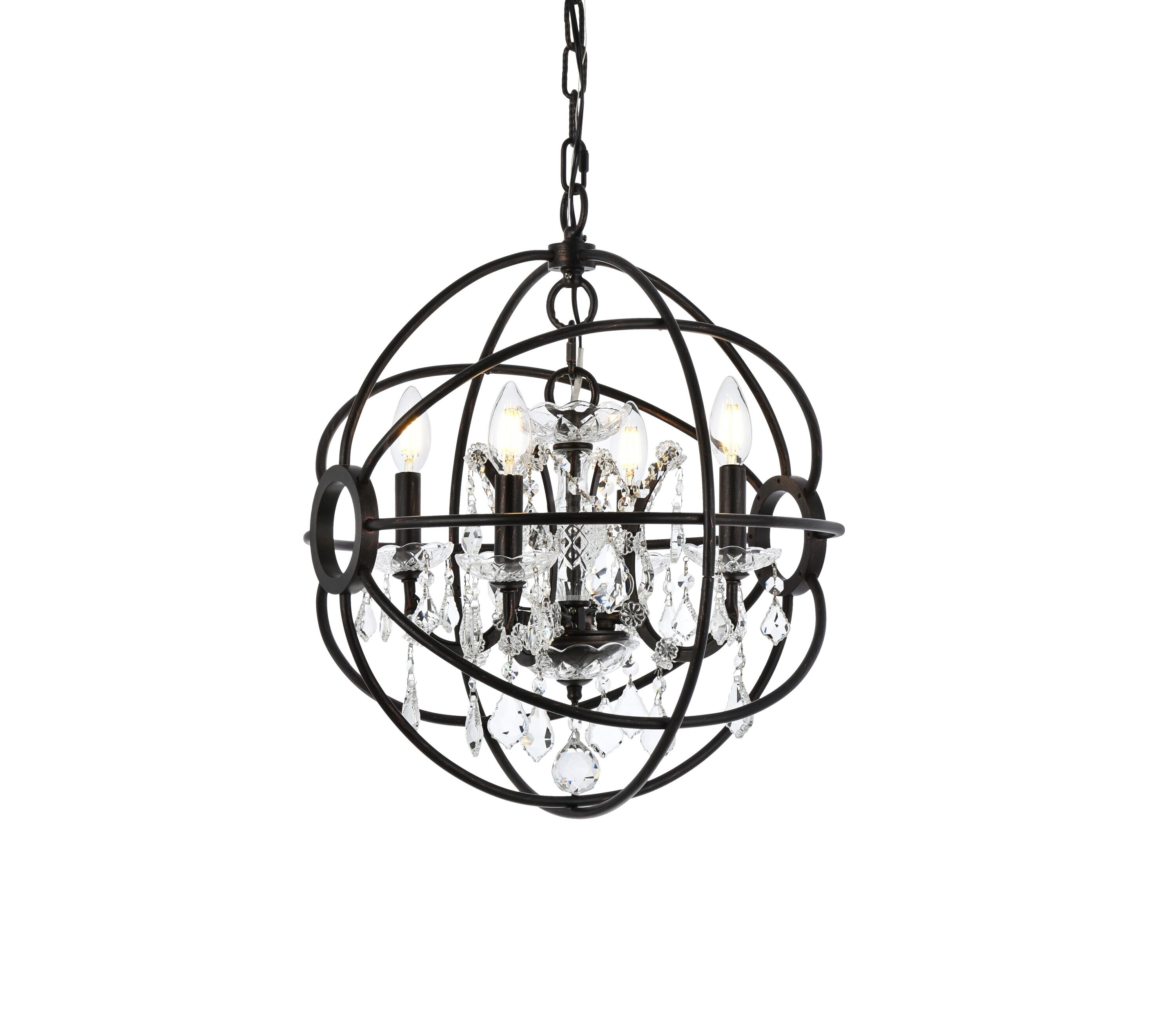 Geneva Dark Bronze 4-Light Pendant with Clear Crystal