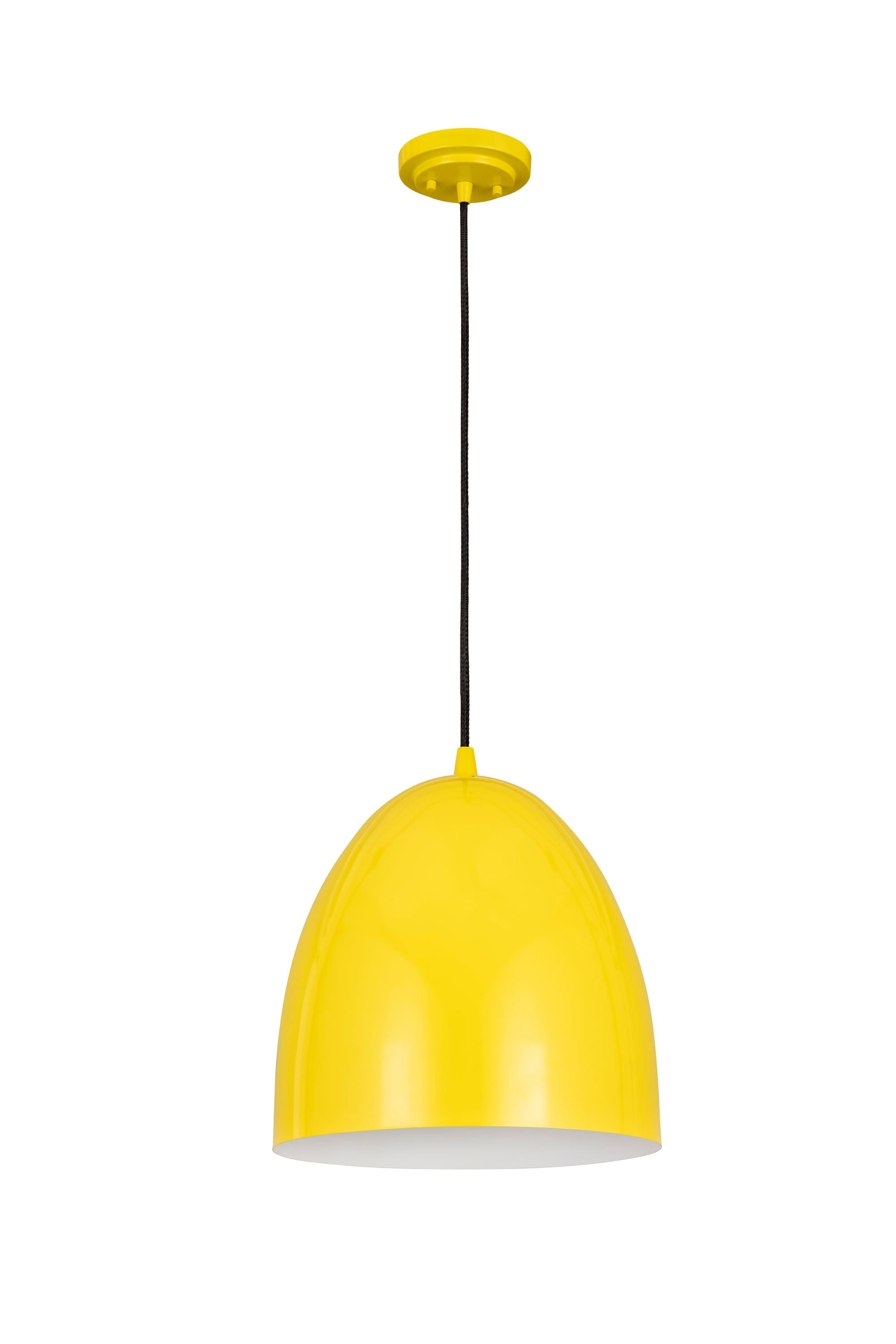 Bright Yellow Iron Dome LED Pendant Light