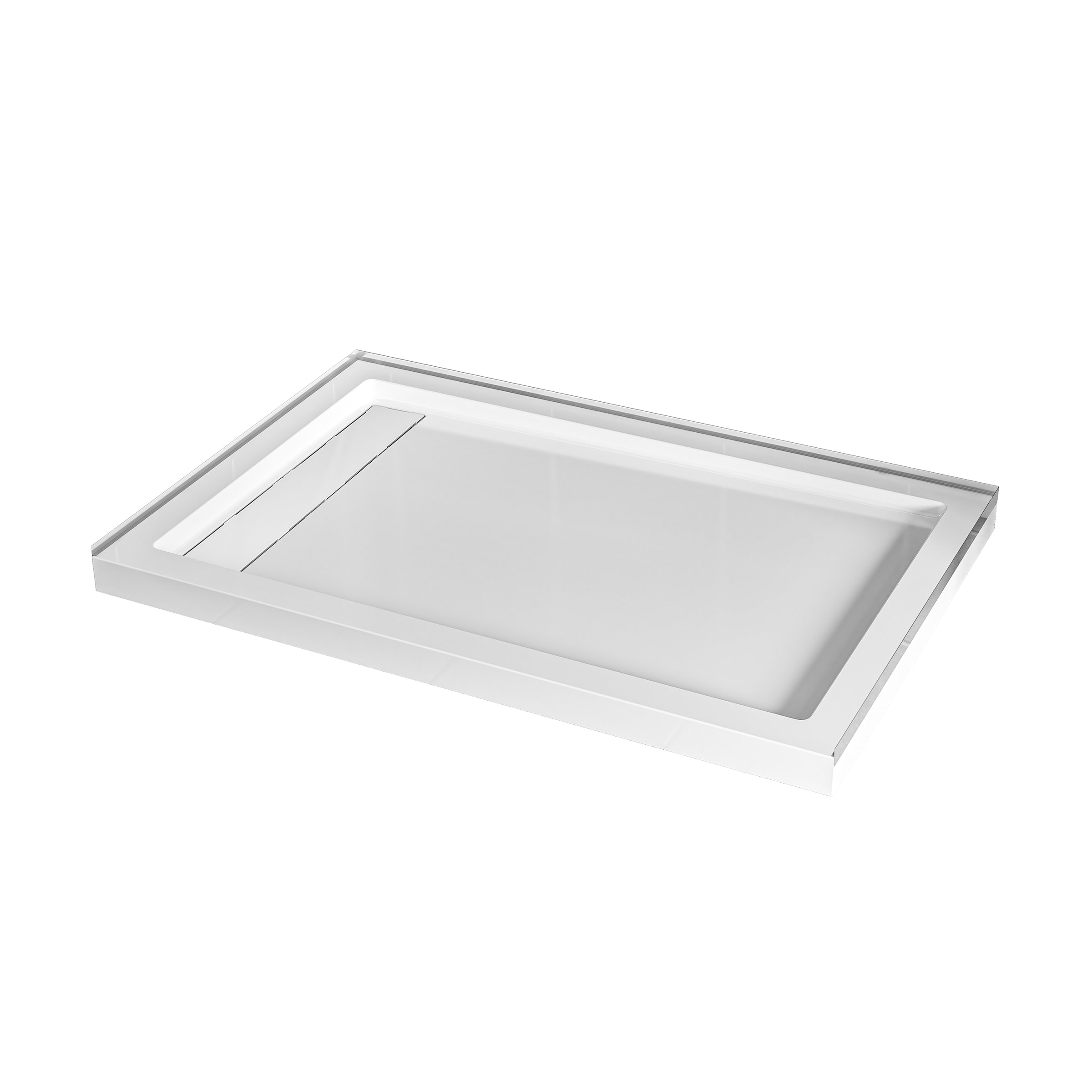 Carlton Plumbing CT-25-SBMTJ03GW Montjardin 32-in W x 48-in L Reversible Glossy White Single Threshold Rectangle Shower Pan Base with 2.65-in H Threshold Integrated Seat