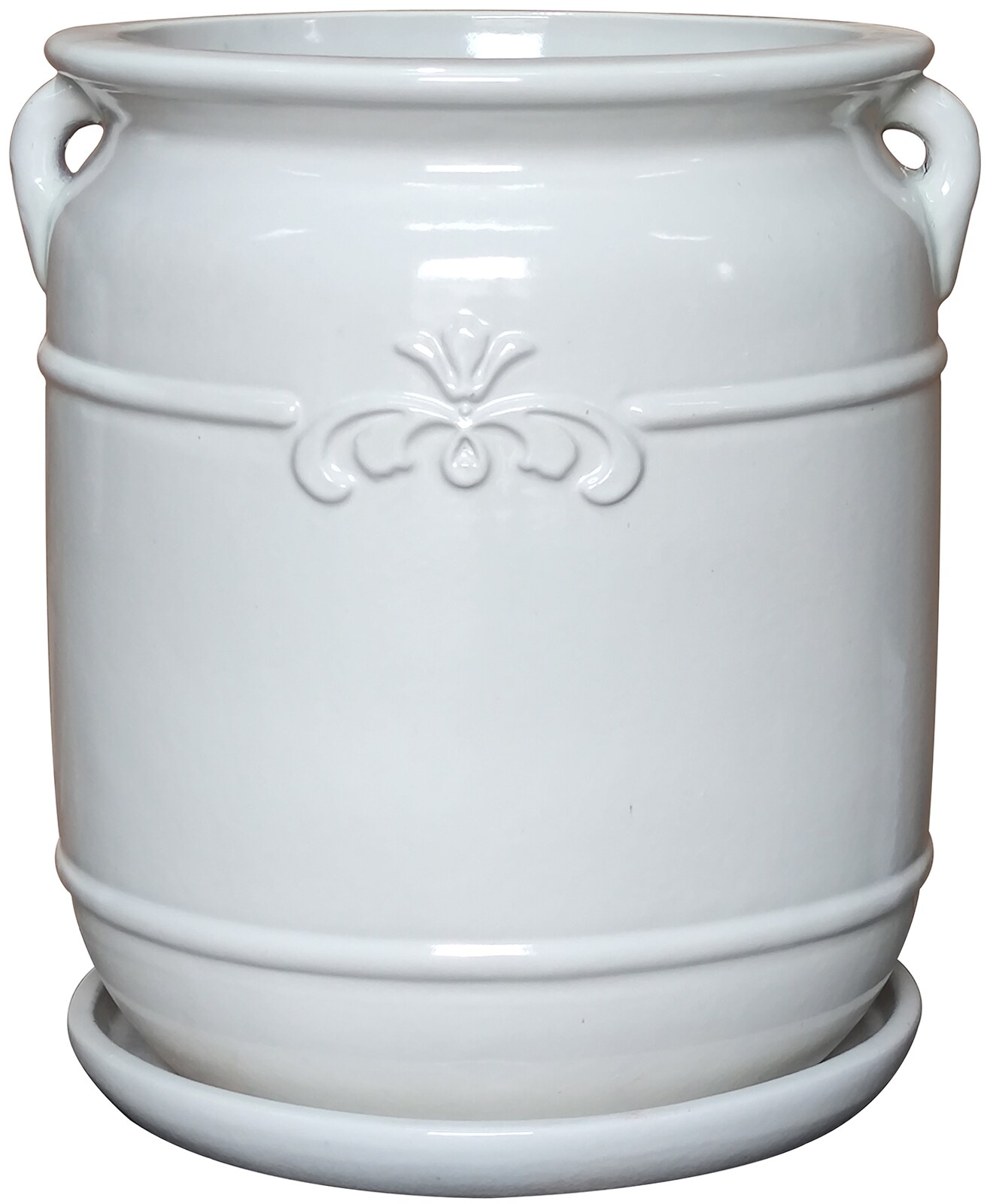 allen + roth CR01957S-16W 46.51-Quart White Ceramic Planter with Drainage Holes