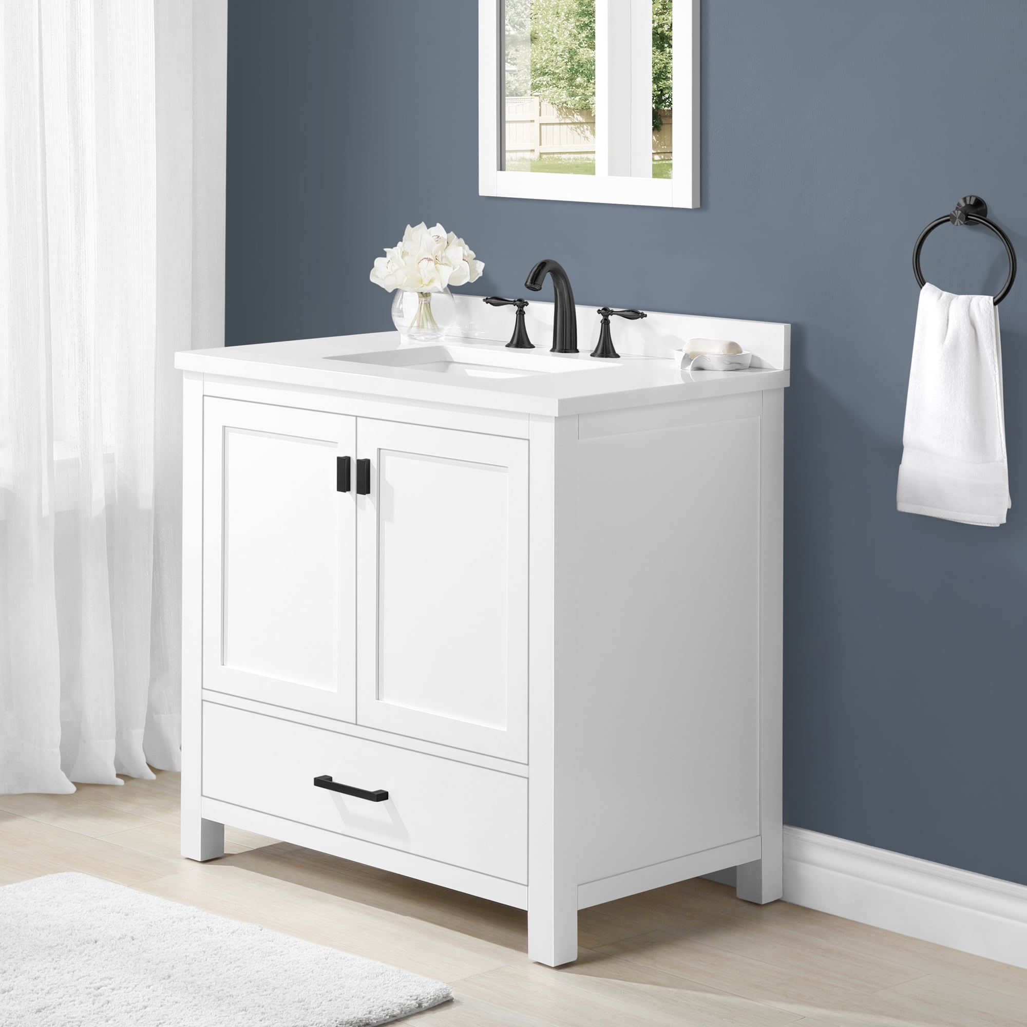 allen + roth Ronald 36in White Undermount Single Sink Bathroom Vanity