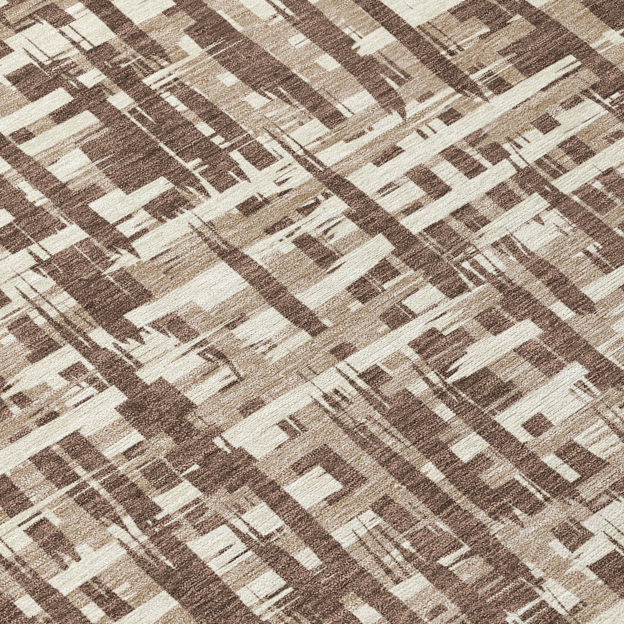 Brown and Beige Synthetic Flat Woven Washable Area Rug