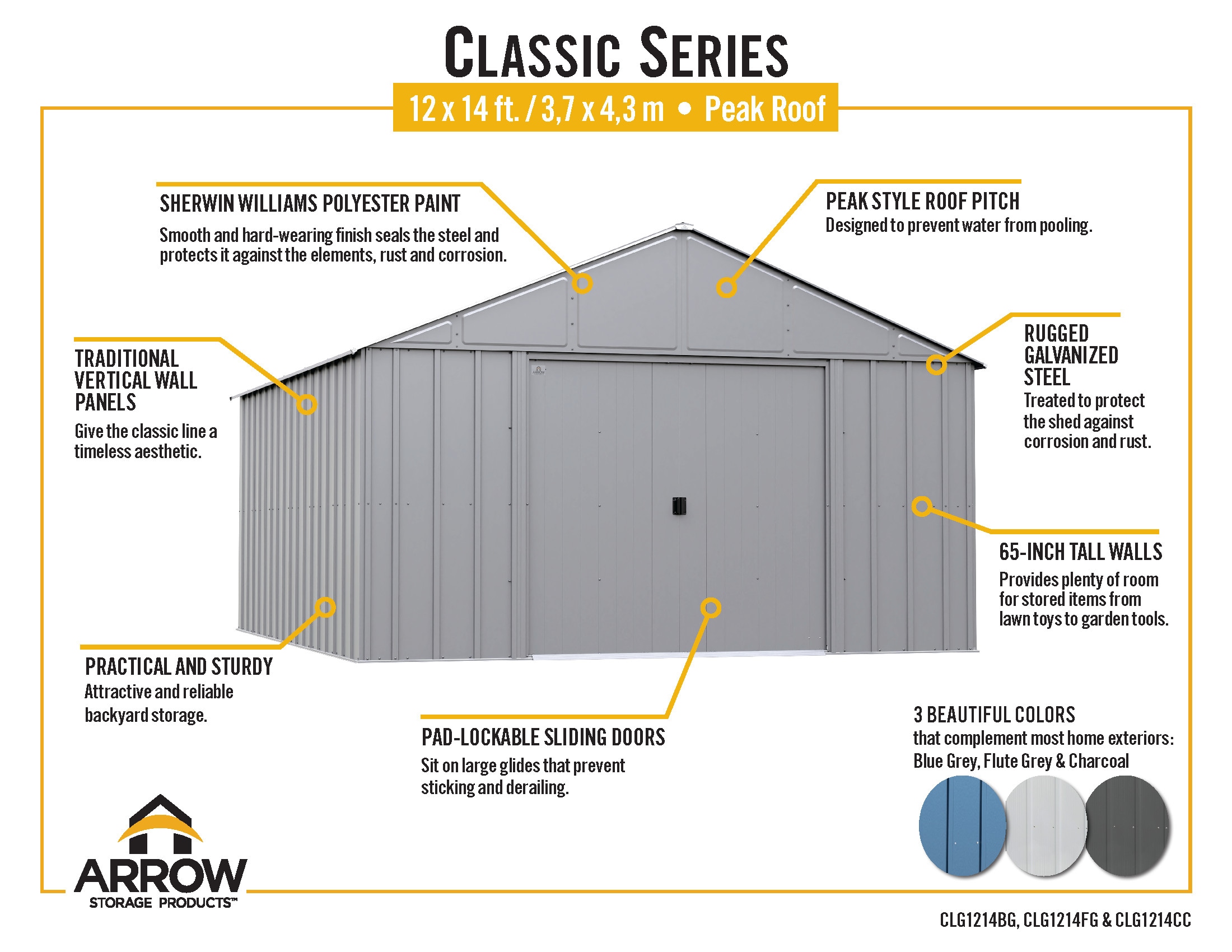 Arrow CLG1214FG Metal-Storage-Buildings-Sheds - View #10