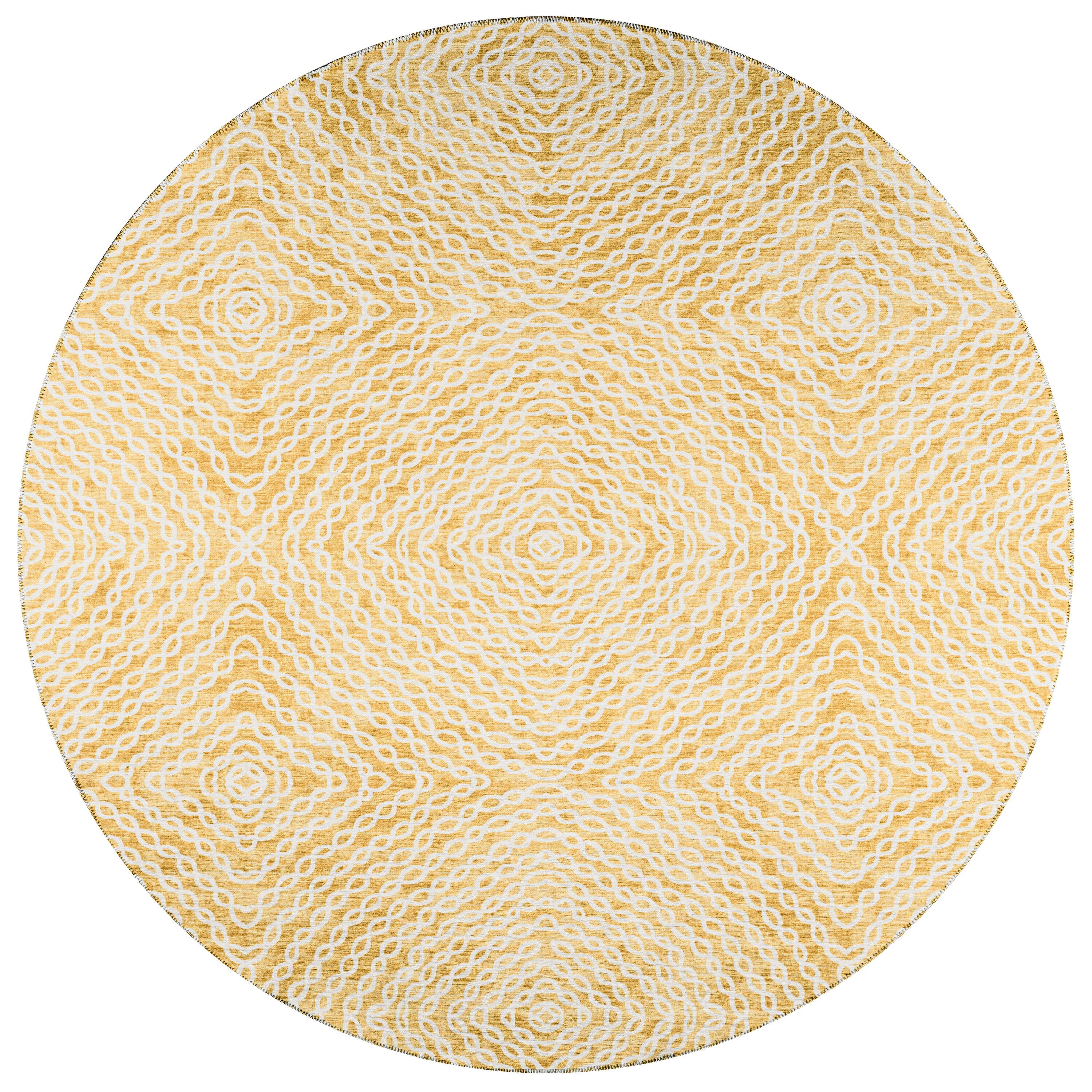 Addison Rugs ABV33GI8RO Bravado 8 x 8 (ft) Chenille Gilded Round Indoor/Outdoor Geometric Southwestern Area rug
