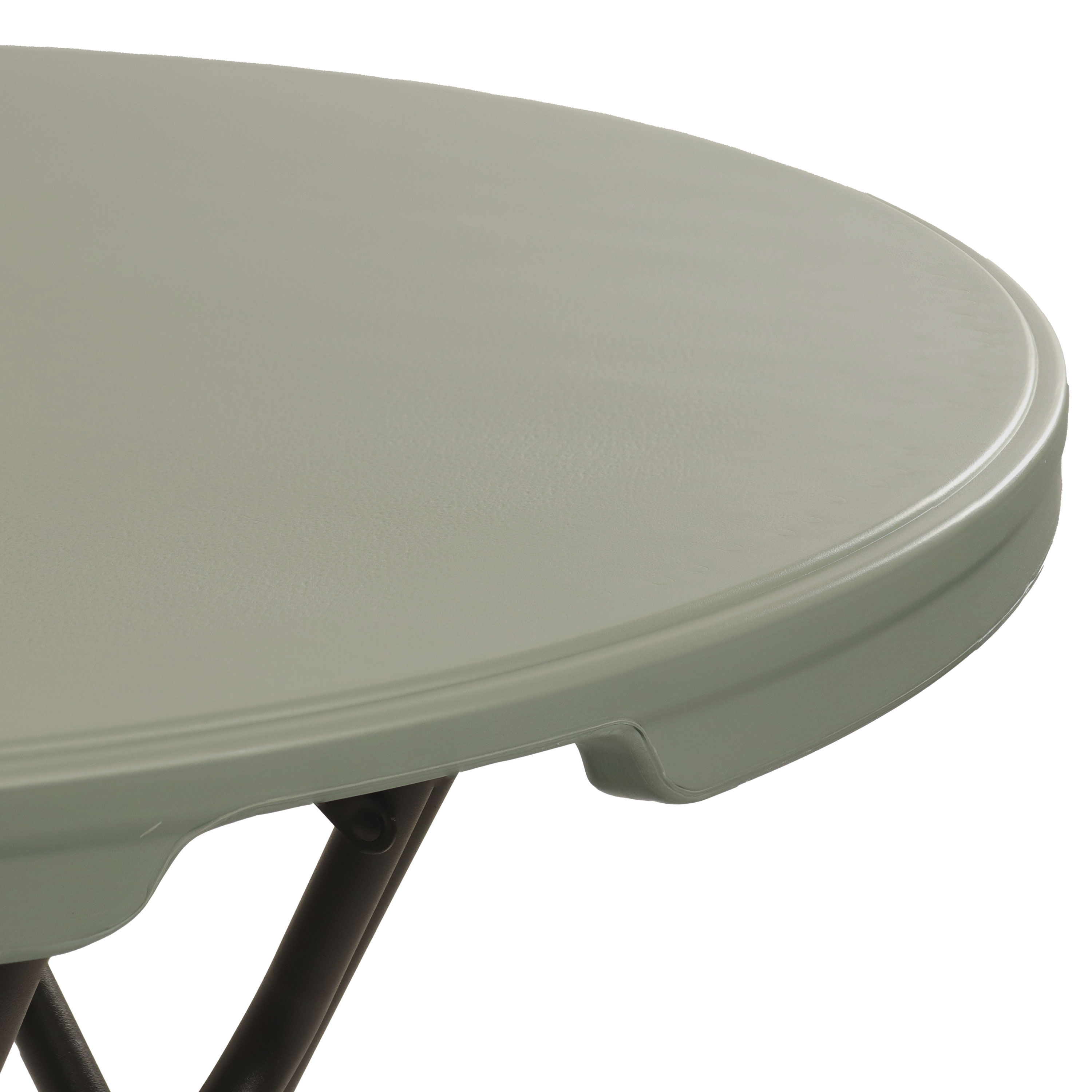 Gray Round Folding Bar-Height Table with Iron Legs and Plastic Top