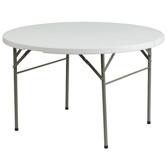 White Folding Banquet Table, Round Foldable Table And Chairs