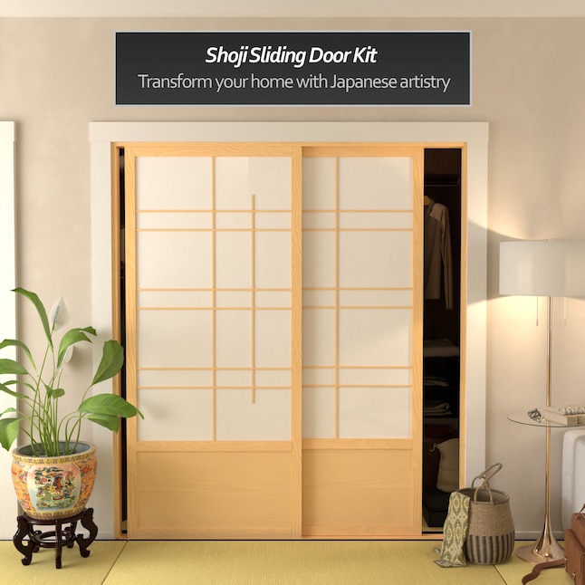 Red Lantern Oriental Furniture 72-in x 82-in Natural 2-Panel Square Stained Pine Wood Sliding Door (Hardware Included) Red Lantern Oriental Furniture 72-in x 82-in Natural 2-Panel Square Stained Pine Wood Sliding Door (Hardware Included)