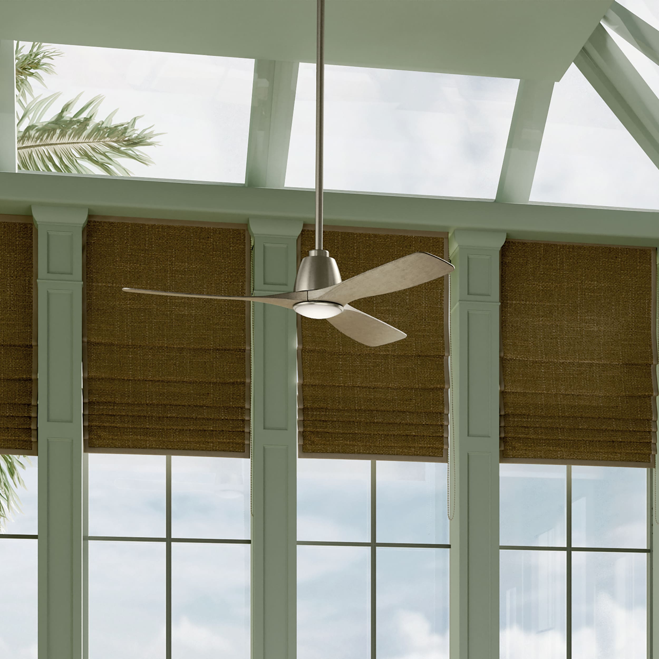 Kichler Volos II 54-in Brushed Nickel LED Ceiling Fan With Light and Remote Control Included
