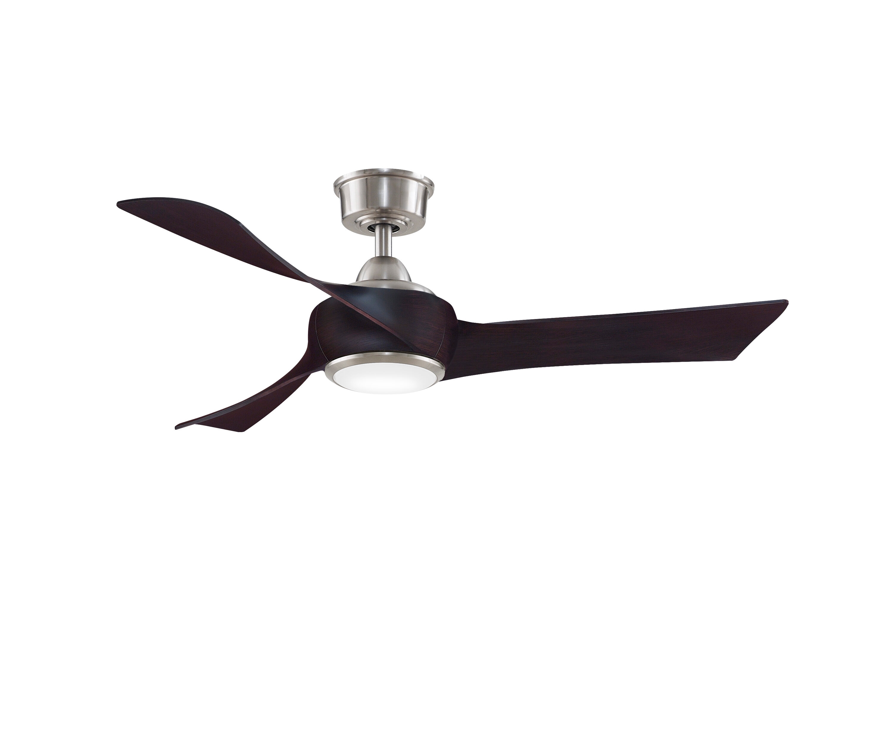 Fanimation Wrap Custom 48-in Brushed Nickel with Dark Walnut Blades Color-changing Integrated LED Indoor/Outdoor Smart Ceiling Fan with Light and Remote (3-Blade) FPD8530BN-48DWA-LK Sansujyuku sansujyuku.com