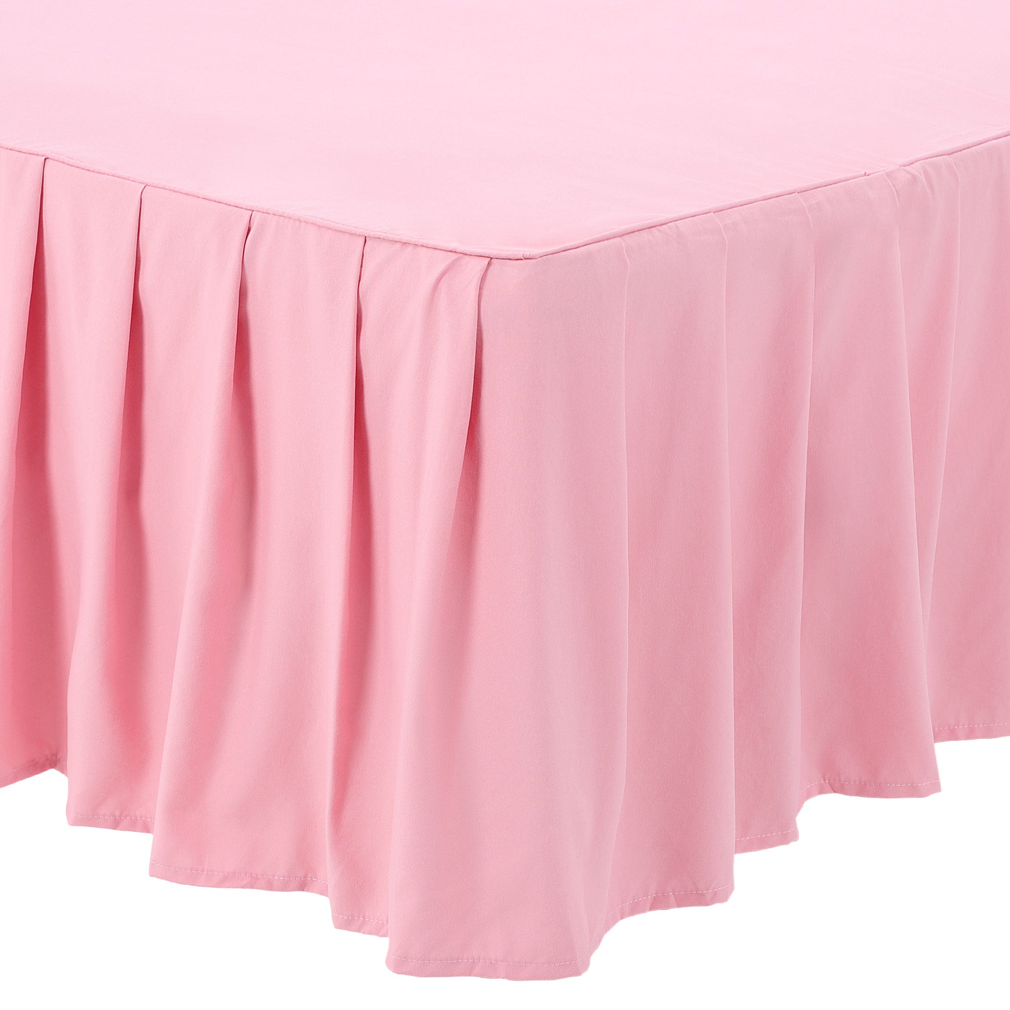 Unique Bargains 110GSM Brushed Fabric Twin Ruffled Wrap Around Bed Skirt 16 Inch Drop Bed Skirt Easy to Put On Bed Skirts with Elastoplast Dust Ruffle Durable Bed Frame Cover Pink