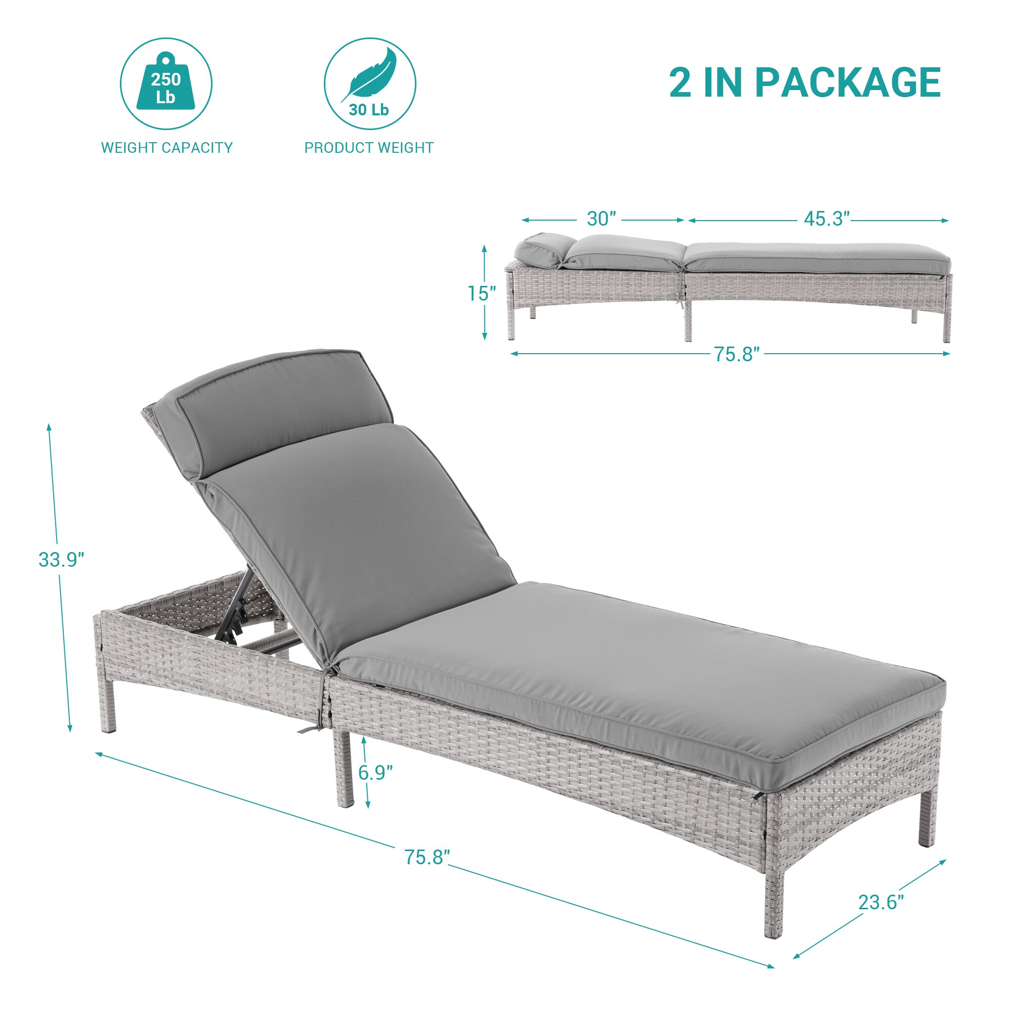 ACEGOSES LW-723-GY-2 Patio-Chairs - View #3
