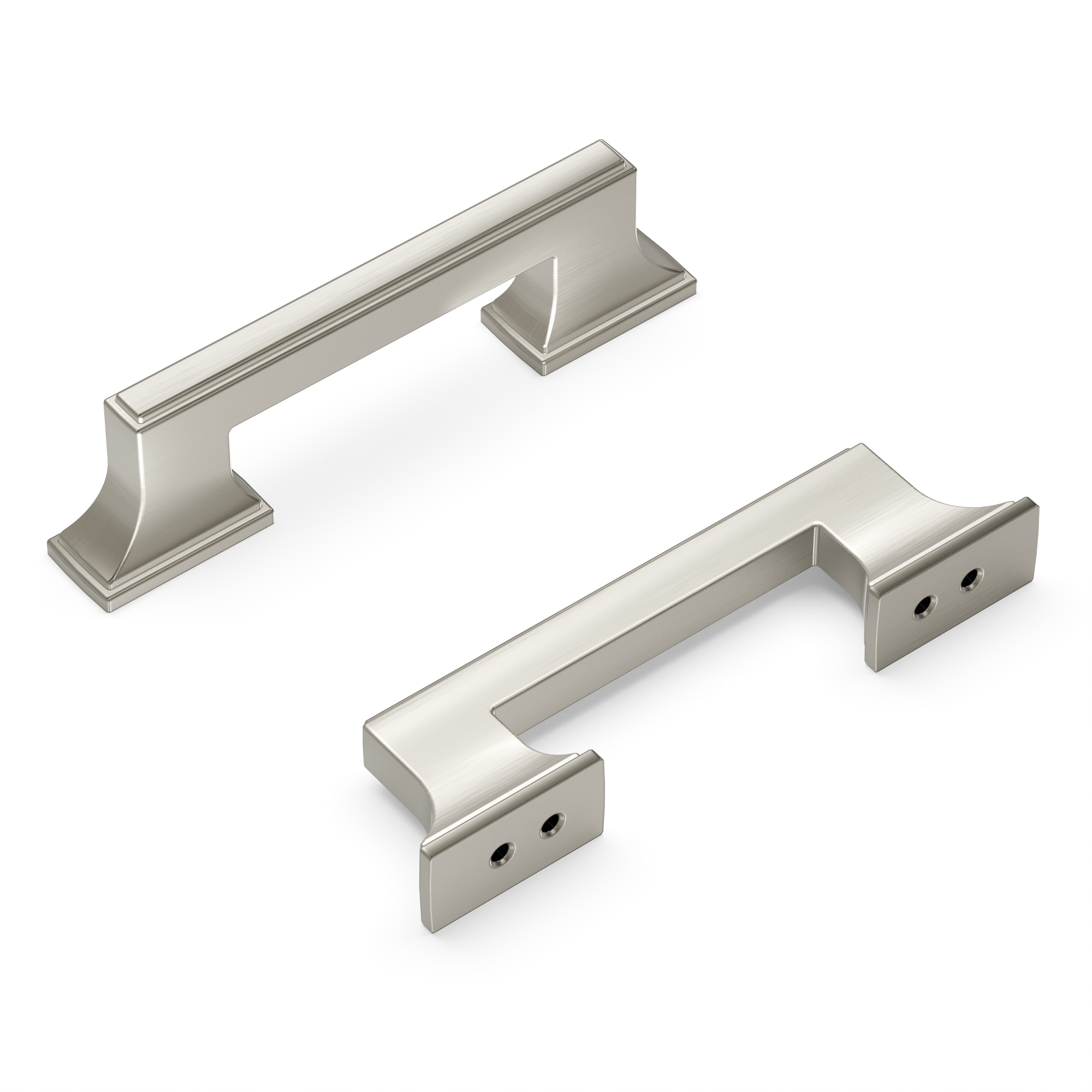 Belwith Keeler B077461-SN Brownstone 3-in or 3-3/4-in , 76mm or 96mm Center to Center Satin Nickel Dual Mount Rectangular Handle Drawer Pull
