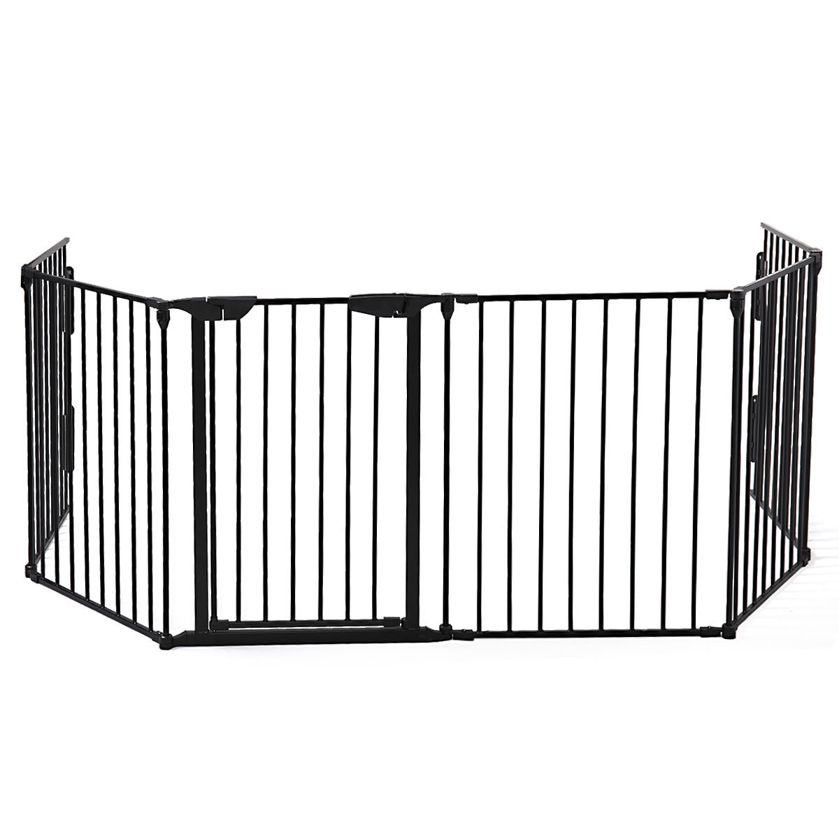 Siavonce XHP3J4Y 30-in H Freestanding Expandable Black Metal Pet Gate