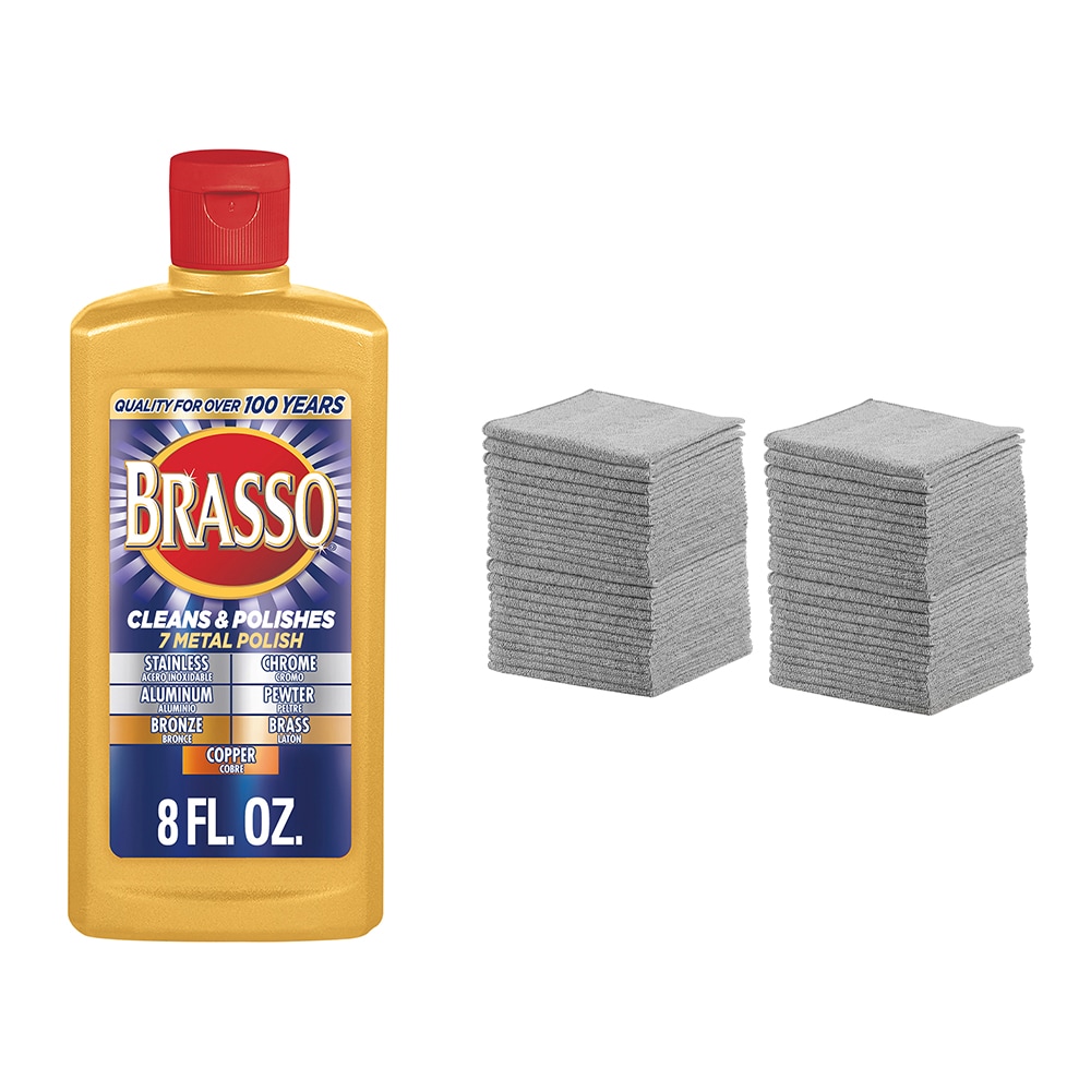 Shop BRASSO Metal Cleaner & Polish Kit with Brasso & Rubbermaid 50pk Microfiber  Cleaning Cloths at