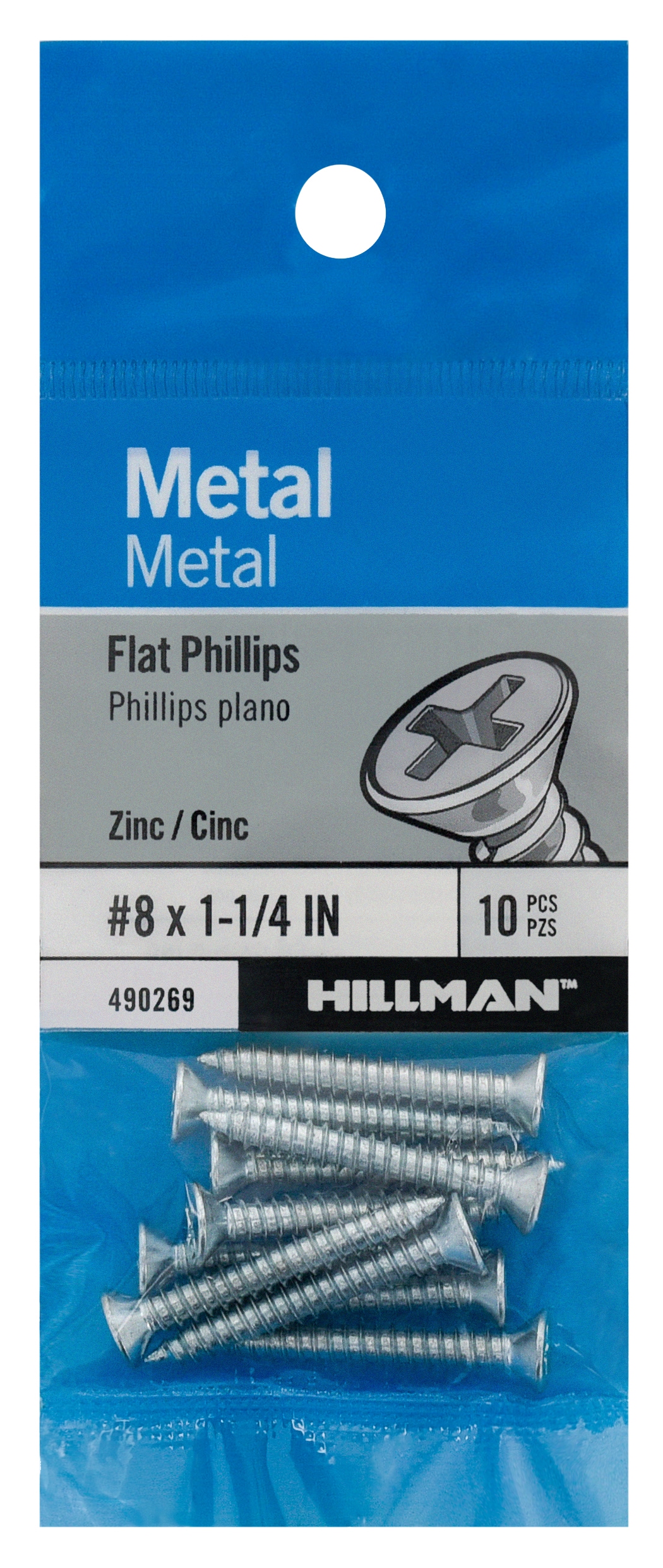 Hillman 490269 #8 x 1-1/4-in Phillips -Drive Standard Sheet Metal Screws 10 -Count