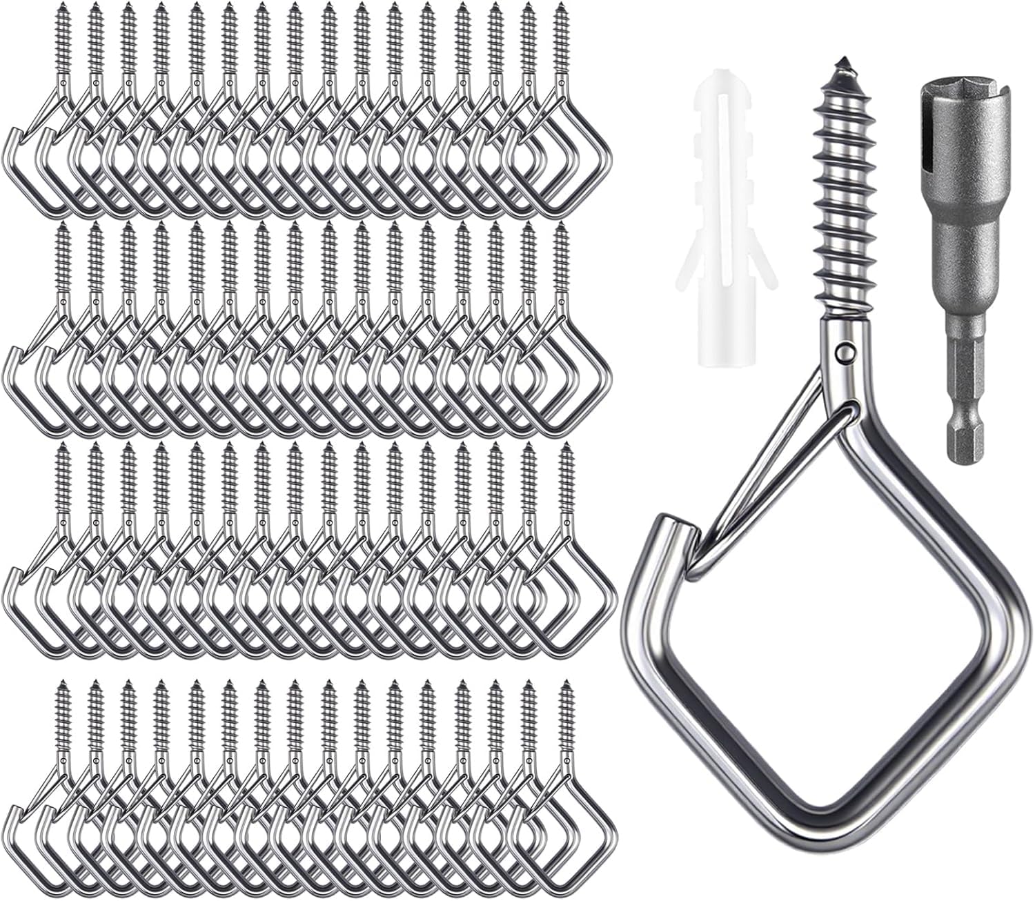 Phewnyzo Outdoor String Light Hooks with Safety Buckle 2.16 Inch 304 ...