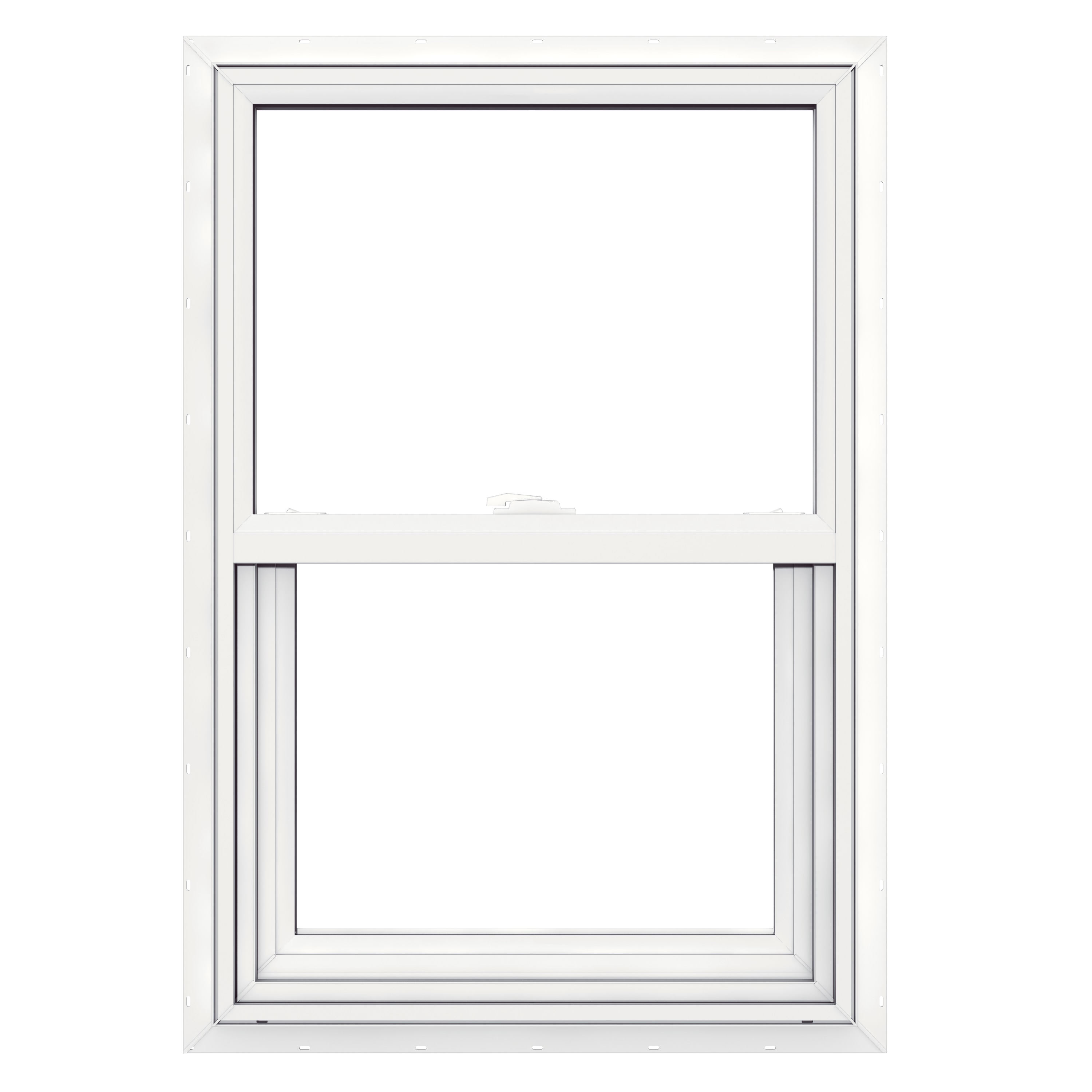 JELD-WEN JW234700166 V-2500 23-1/2-in x 35-1/2-in White Exterior Vinyl New construction Single Hung Window Low-E Double Pane Glass (Full Screen Included)