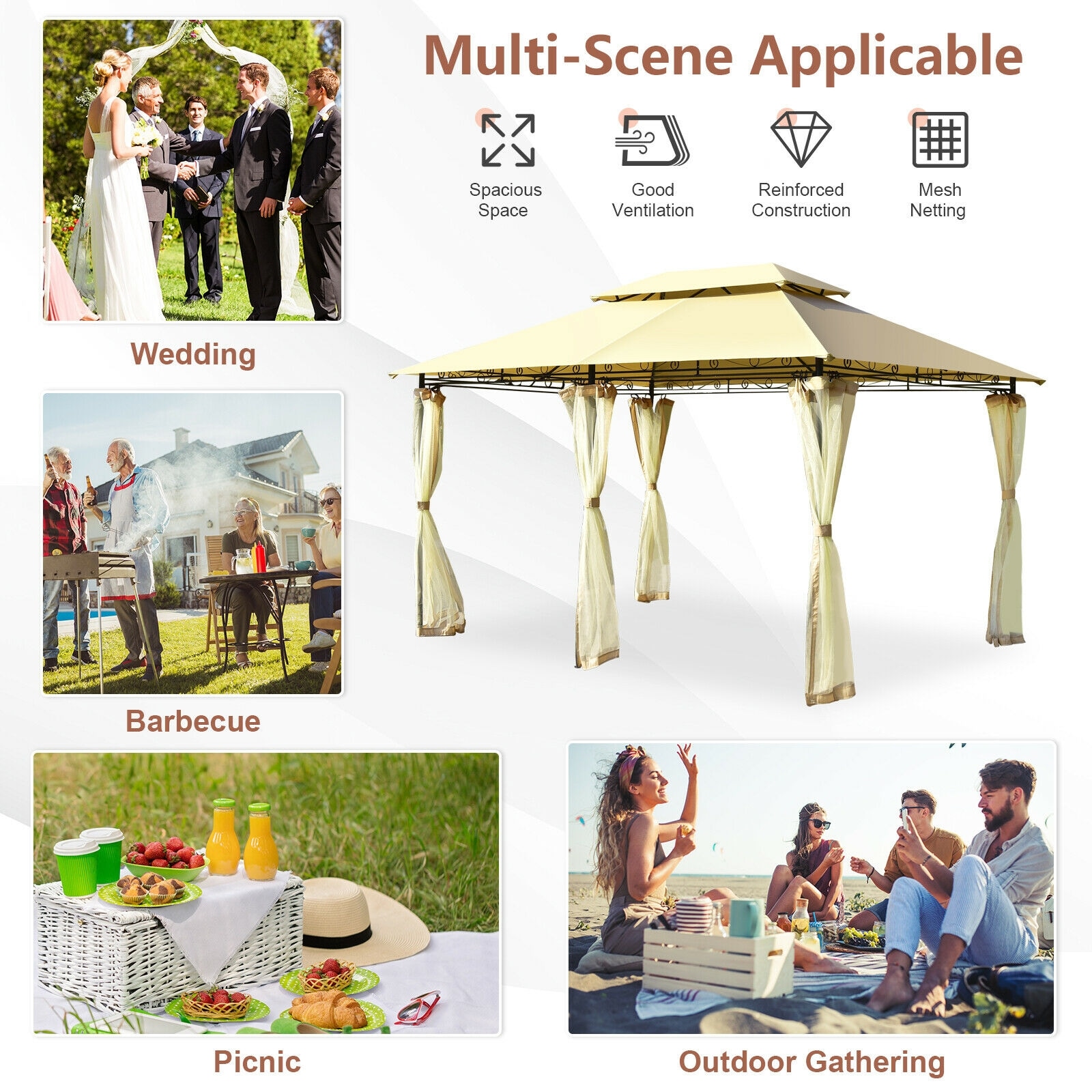 WELLFOR TDG10354BE Wood-Resin-Gazebos - View #3