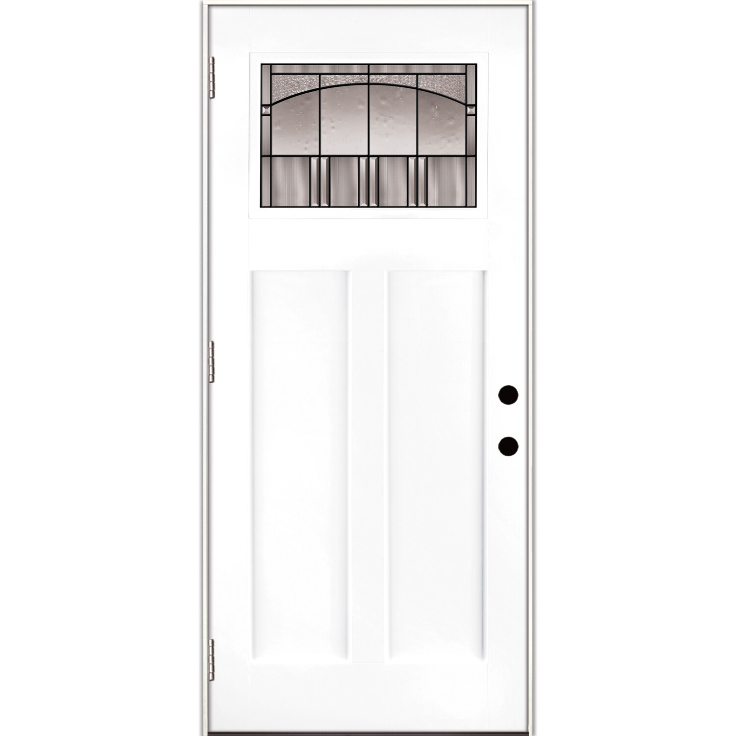 Feather River 2661112 Horizon 36-in x 80-in Fiberglass Craftsman Right-Hand Outswing Painted Pure White Painted Prehung Single Front Door Insulating Core