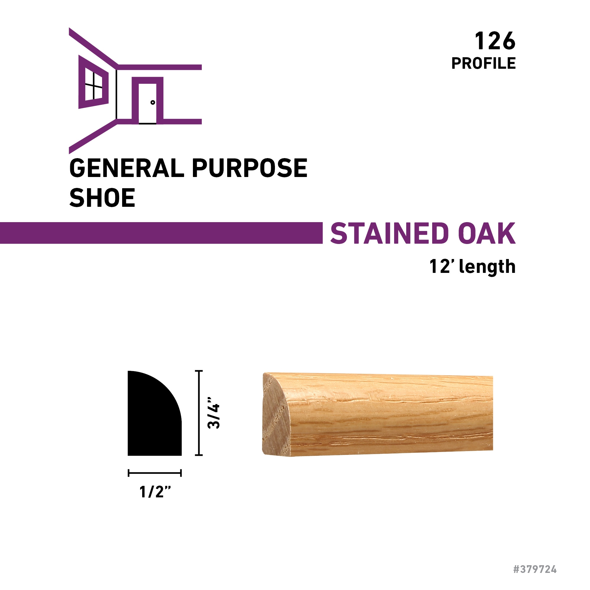 RELIABILT 126 12 OAKGO Quarter-Round-Moulding - View #3