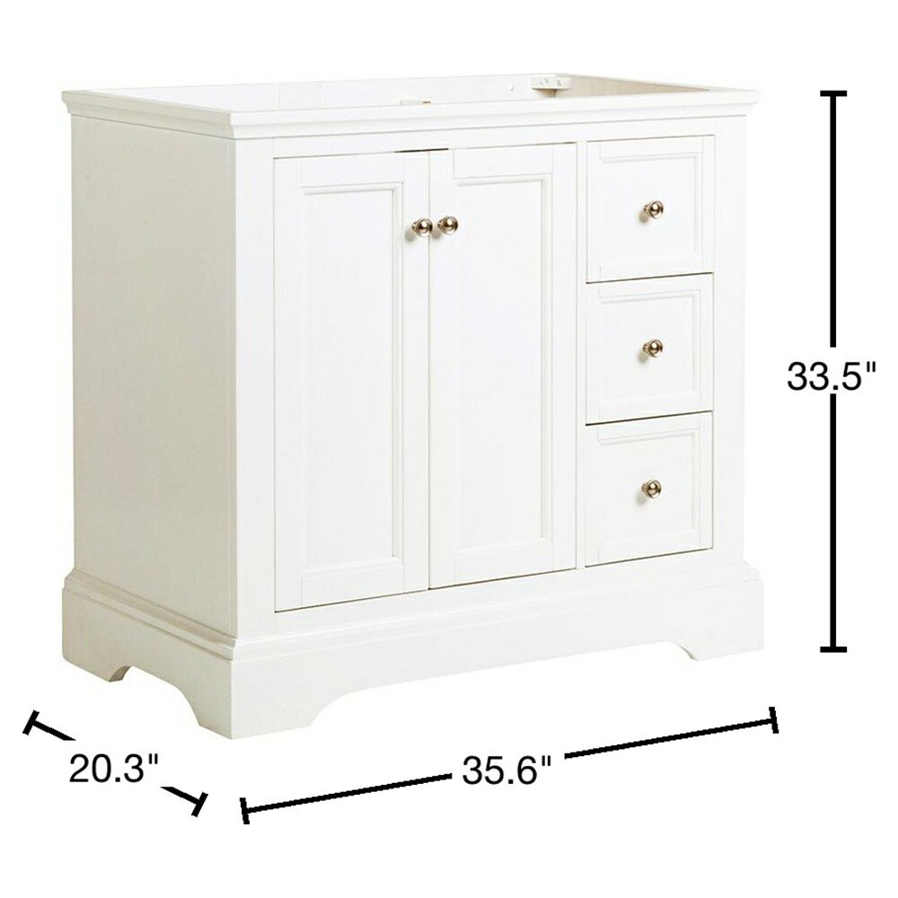 Fresca Windsor 36-in Matte White Bathroom Vanity Base Cabinet without ...