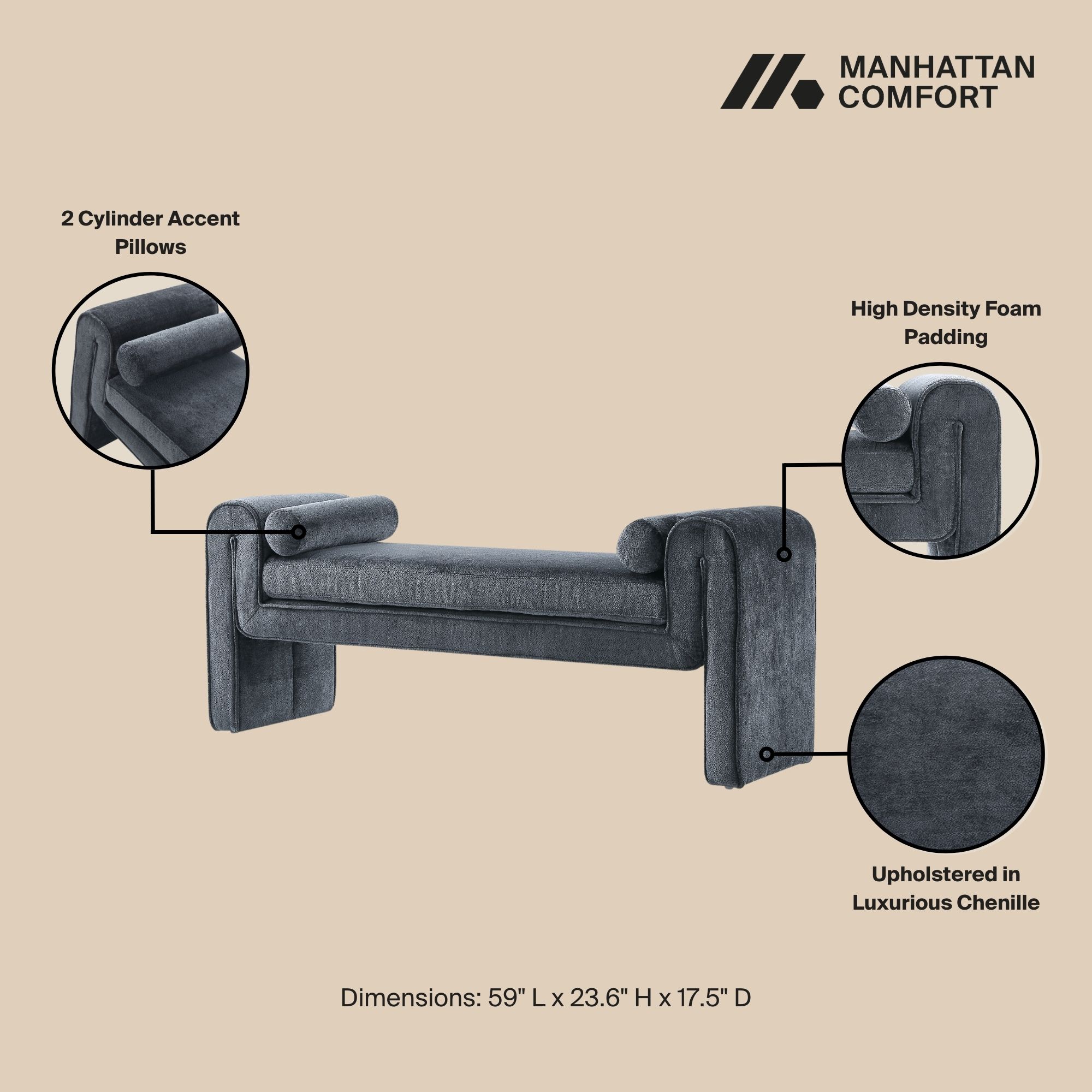 Manhattan Comfort BE001-BK bench - View #4