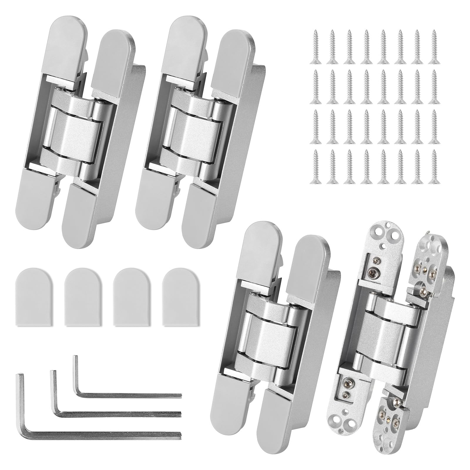 Afoxsos  6 inch Hidden Door Hinges Invisible Hinges 2 pack Heavy Duty Zinc Alloy Adjustable Butt Hinge 180 Degree Swing for Wood Doors Fire Doors