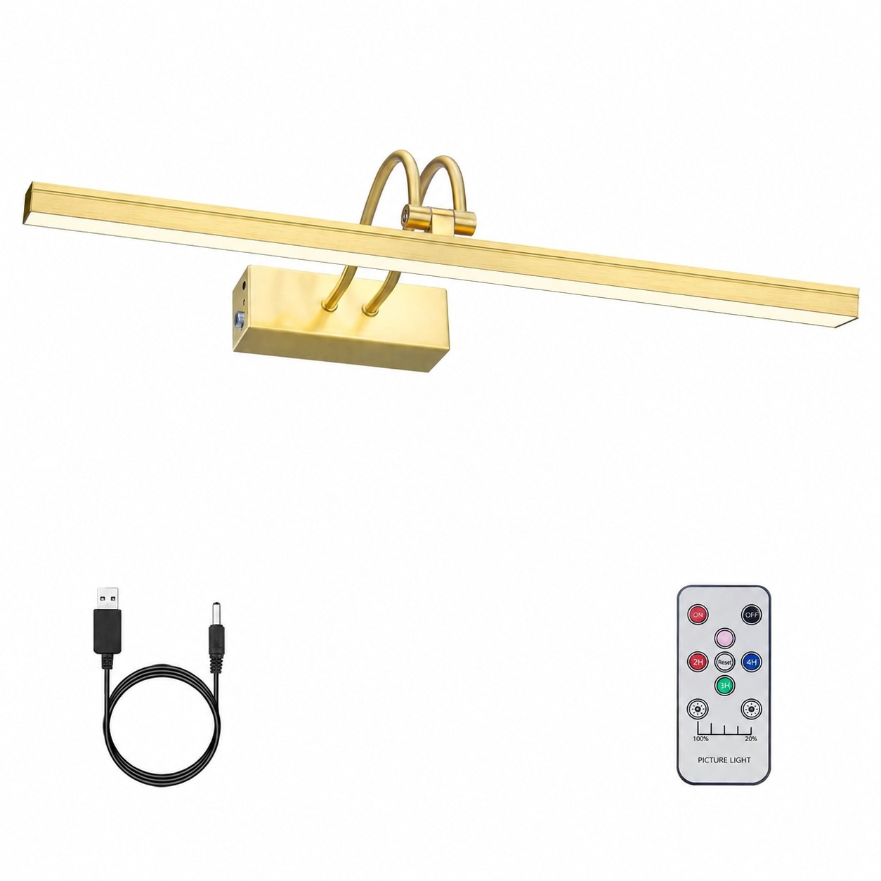ITOPFOX  Picture Light Wireless LED Art Lighting with Remote 16 Inch Brass Dimmable for Wall Paintings Portraits Photos Gallery Display