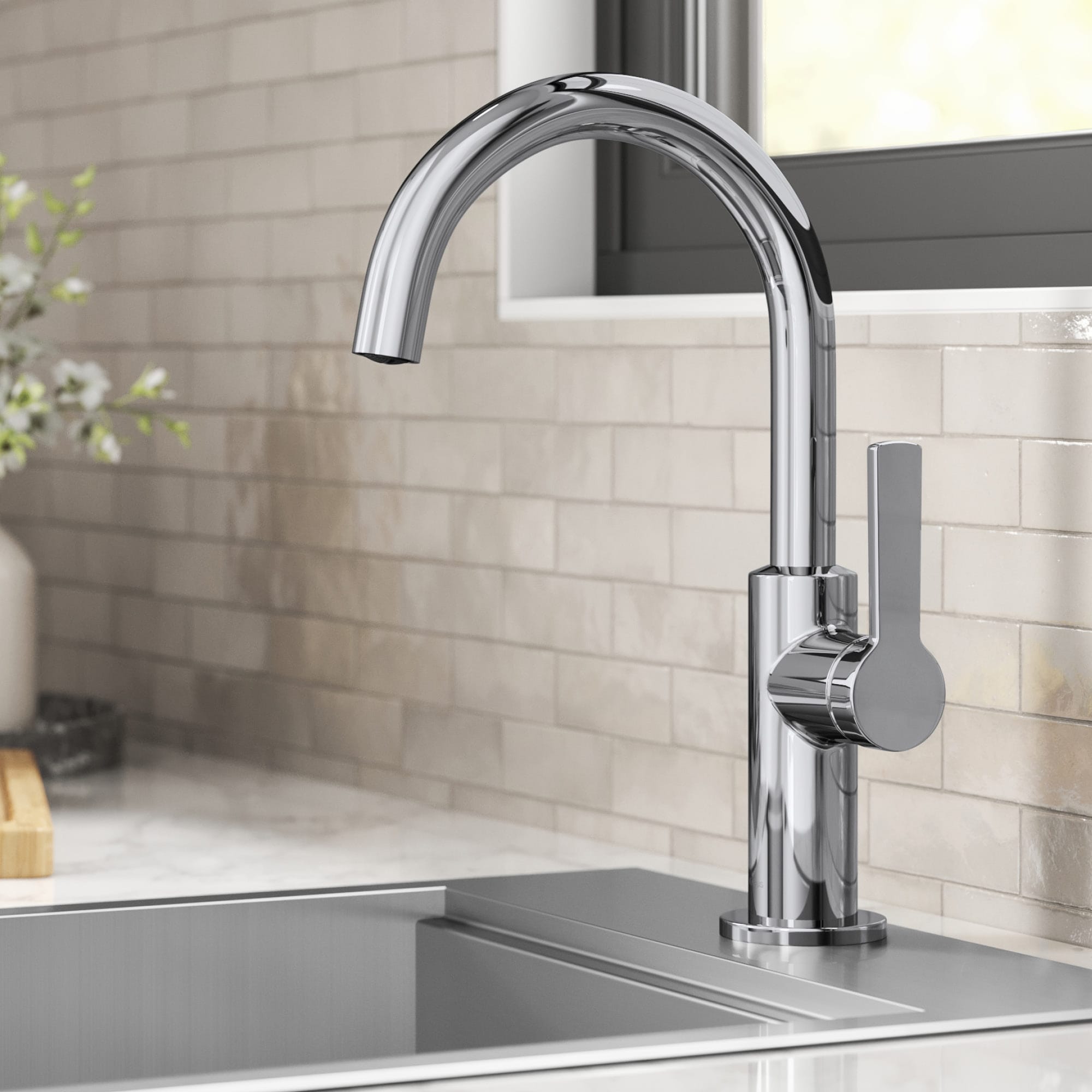 Kraus Oletto Chrome Single Handle Bar and Prep Kitchen Faucet KPF ...