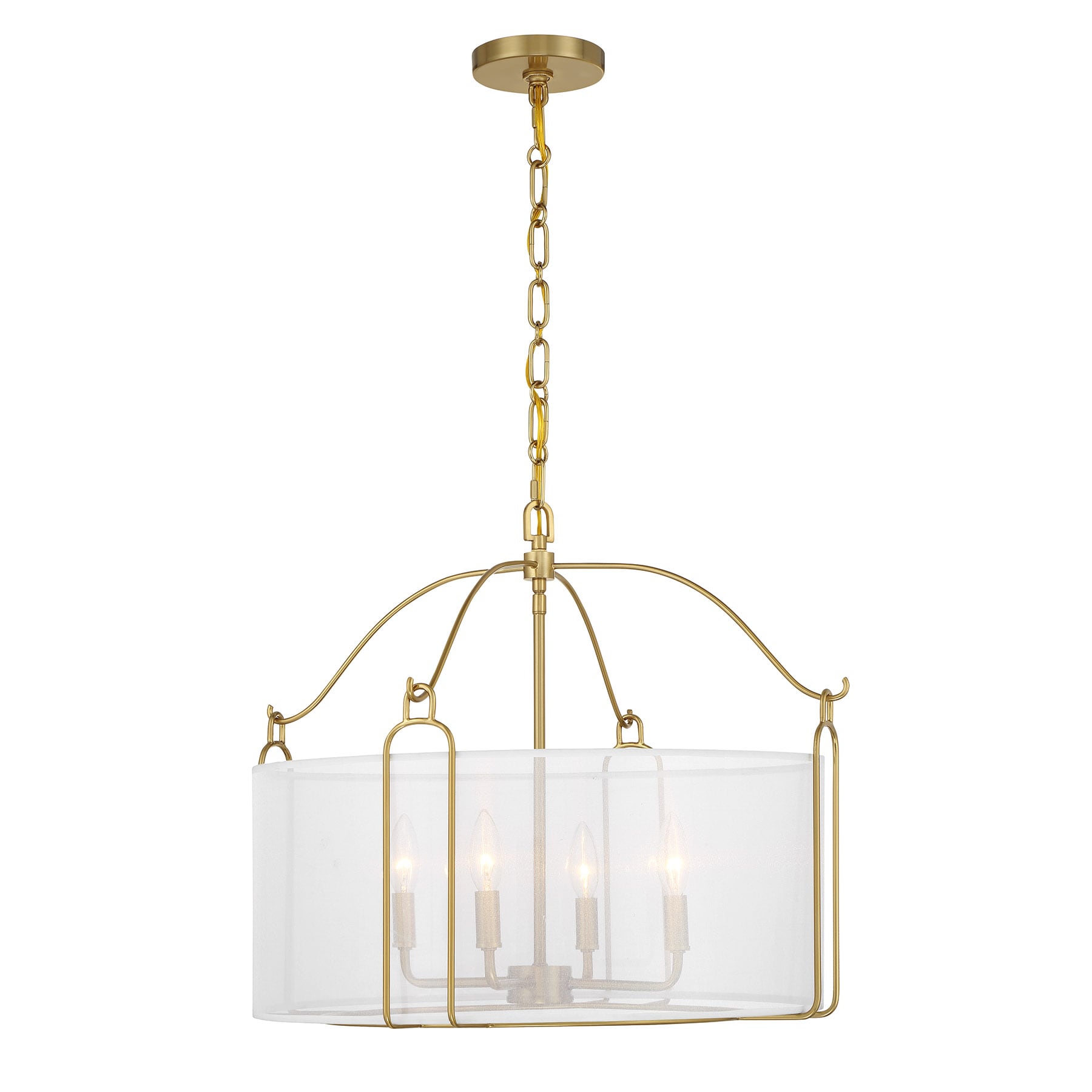 Savoy House 7-1693-4-322 Ashlay 4 -Light Warm Brass Transitional Drum Medium Hanging Pendant light