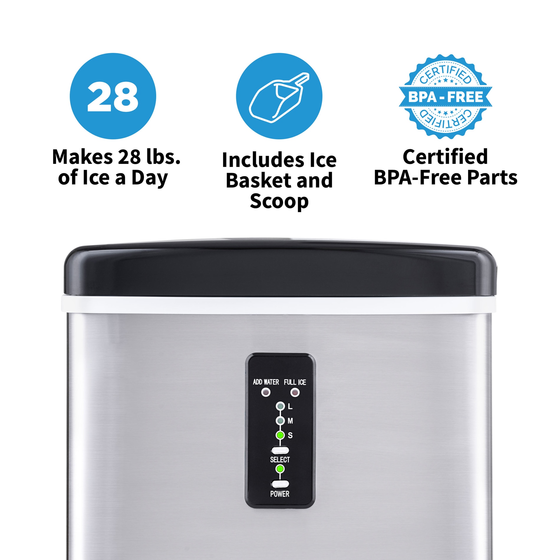 Black + Decker BIMH226W 26 lb Daily Production Bullet Ice - Portable Ice  Maker 