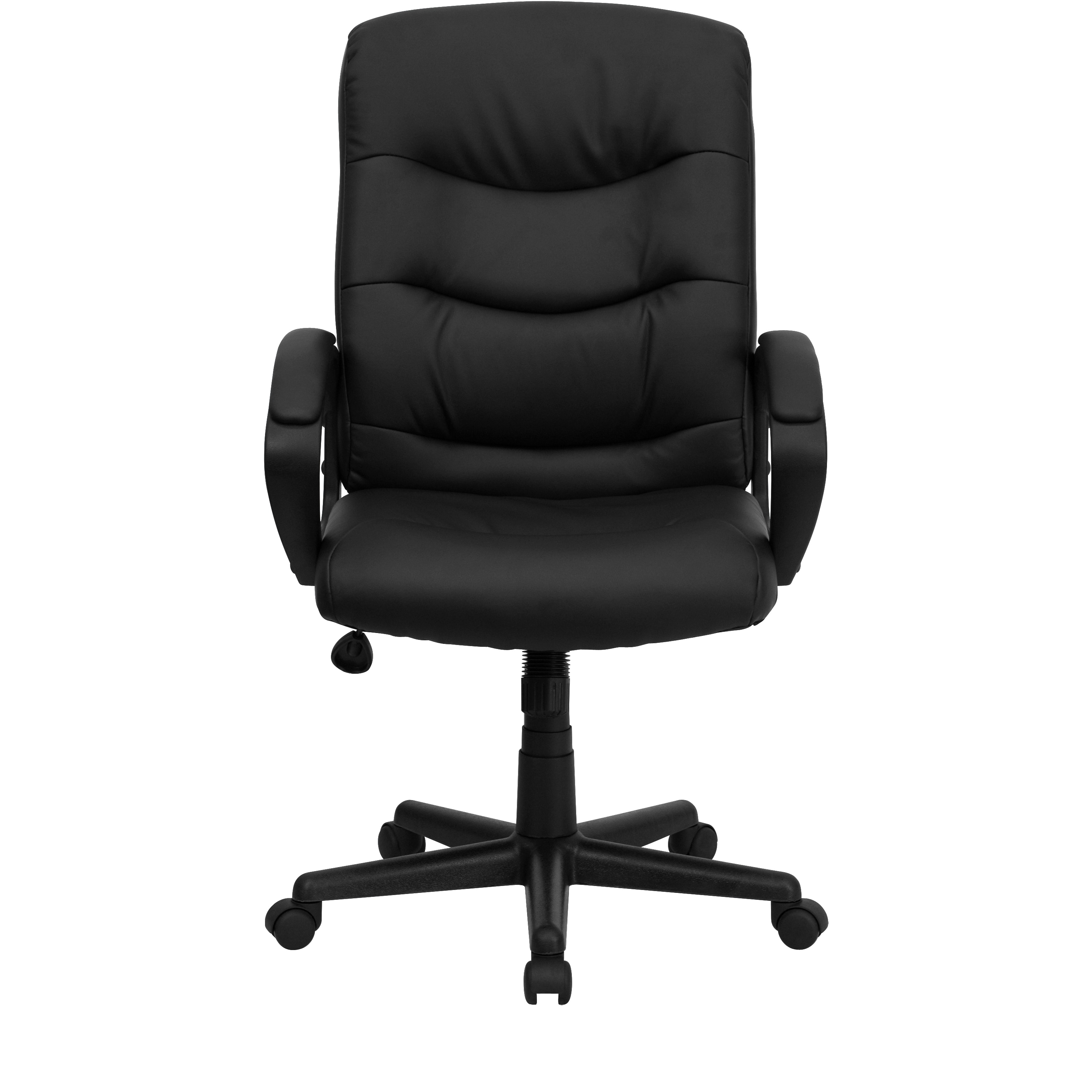 Ergonomic Black LeatherSoft Swivel Task Chair with Lumbar Support