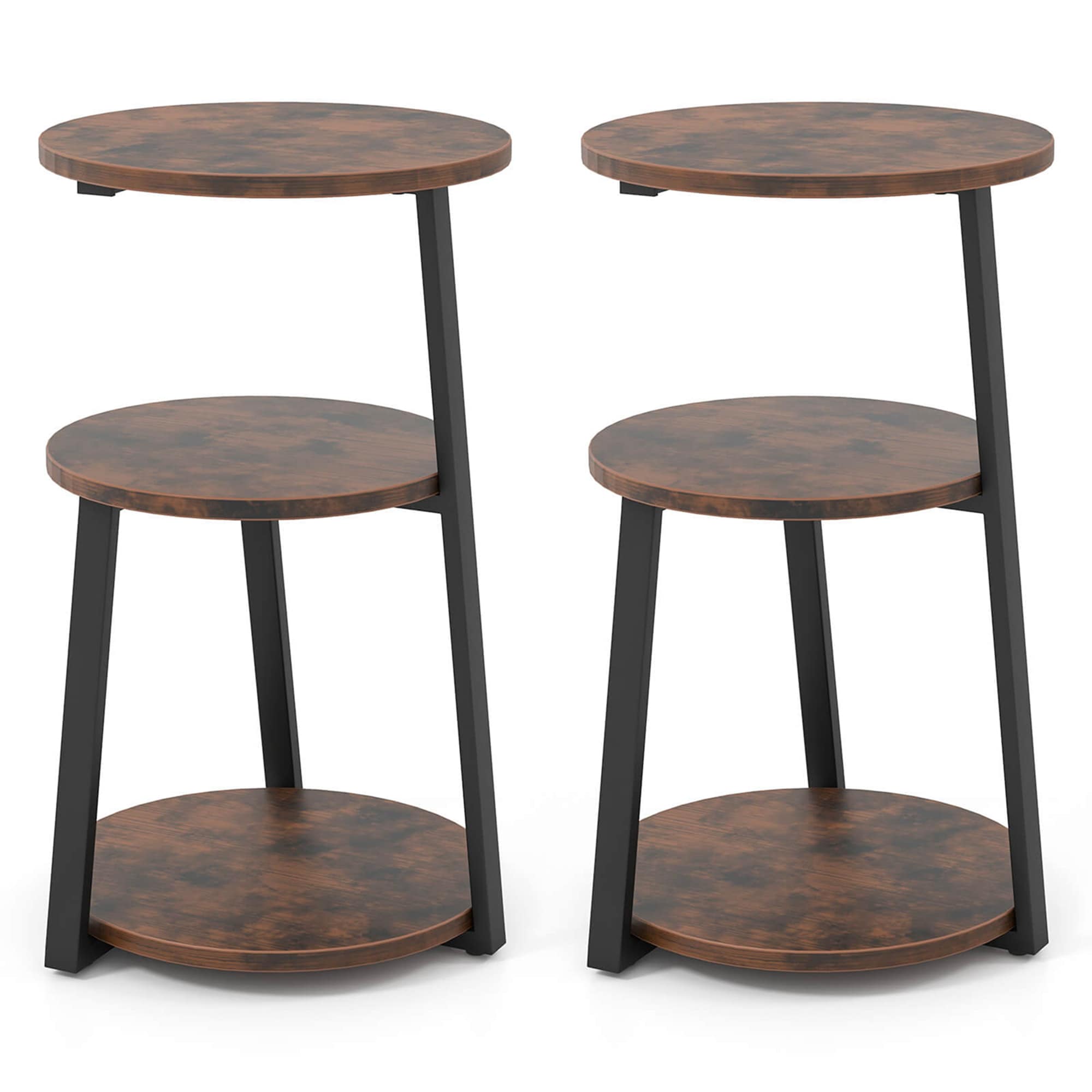 Costway HCST03583 15-in W x 24.5-in H Rustic Brown Black Wood Rectangular Modern End Table Assembly Required