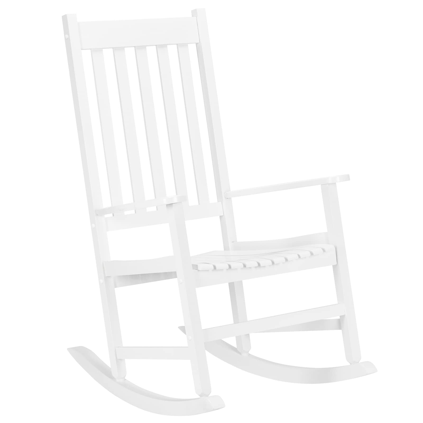 Winado Patio Chairs White Wood Frame Rocking Chair With White Slat Seat   62573930 