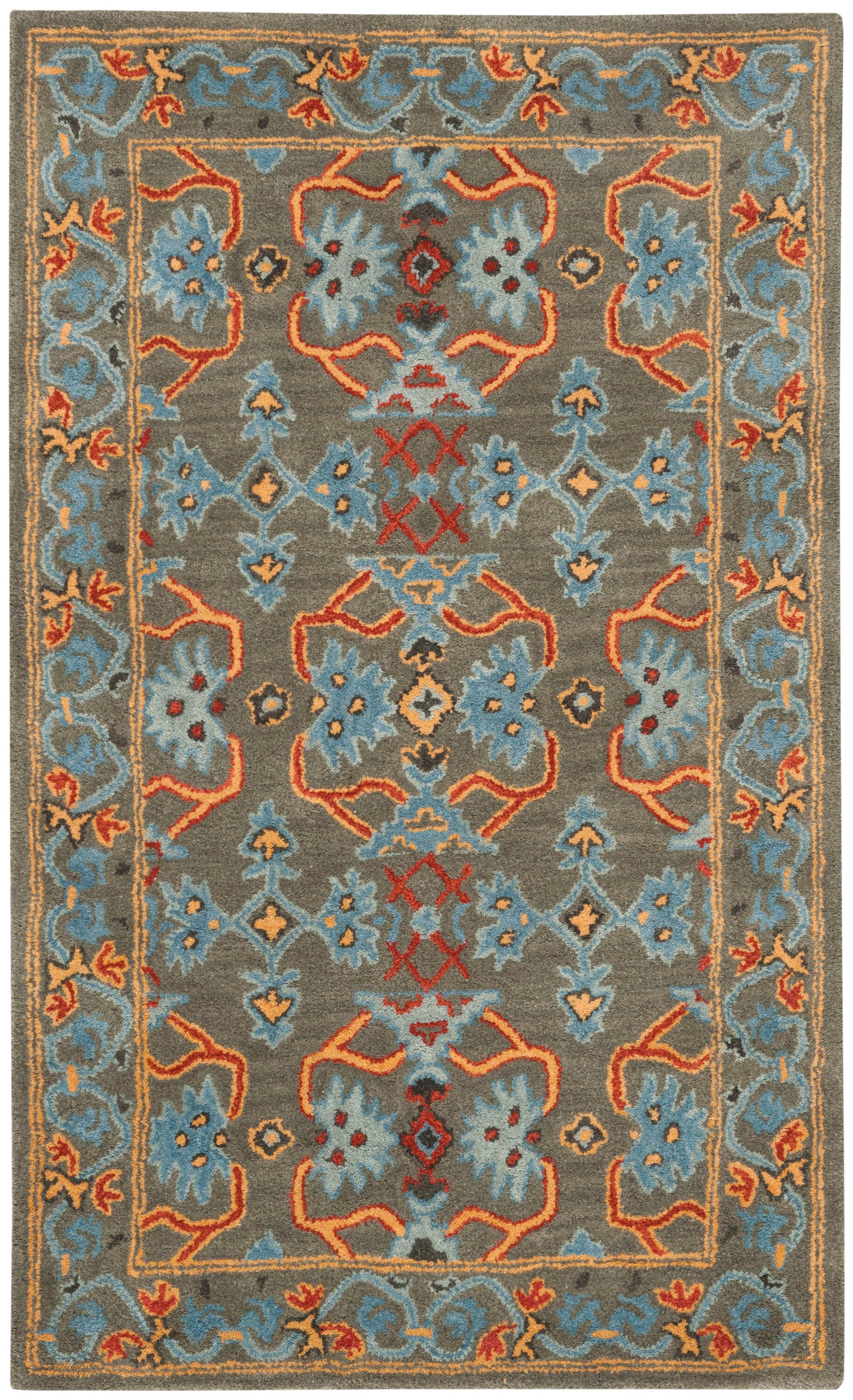 Handmade Blue Wool Tufted Rectangular Area Rug 3' x 5'