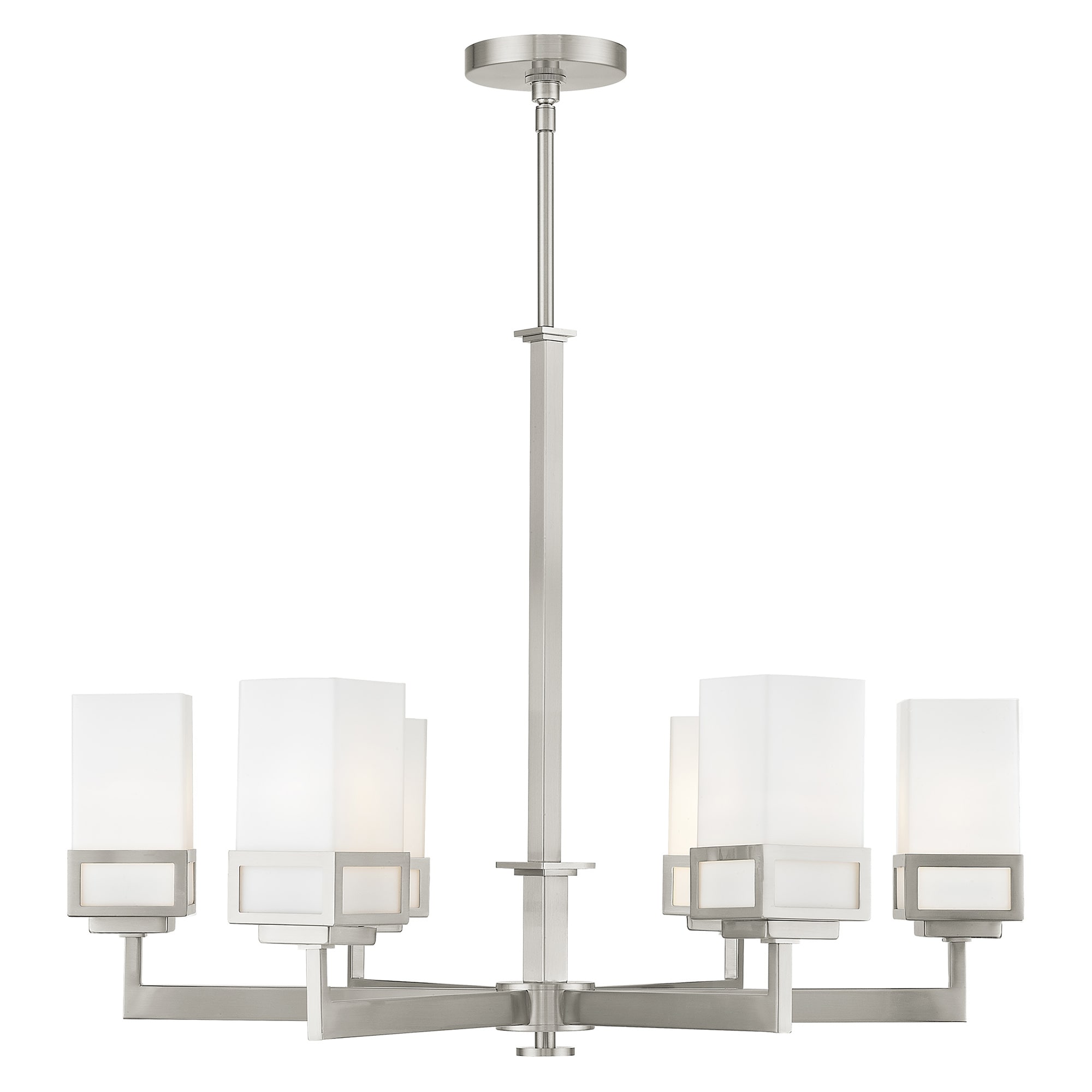 Livex Lighting 40196-91 Harding 6 -Light Brushed Nickel Transitional For Use in Bathrooms, Bedrooms, Dining Rooms, Foyers, Kitchens, Living Rooms Chandelier